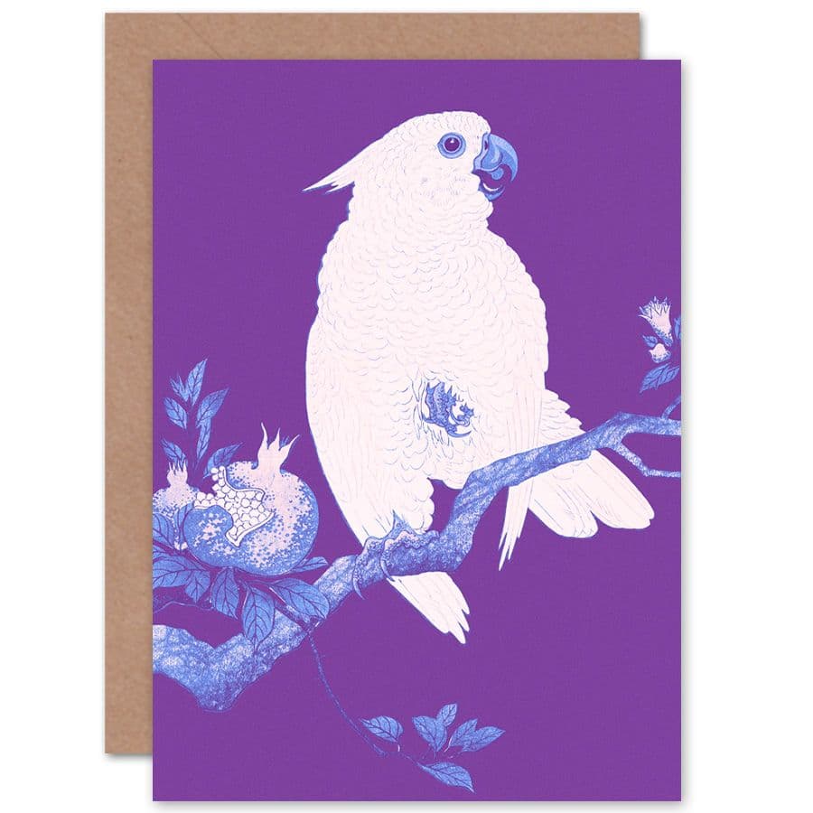 Purple Cockatoo By Ohara Koson Greetings Card