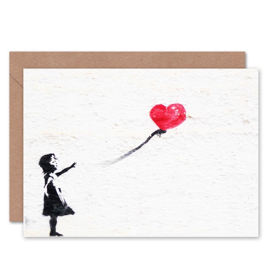 Banksy Balloon Girl Graffiti Greeting Card With Envelope Inside Premium Quality