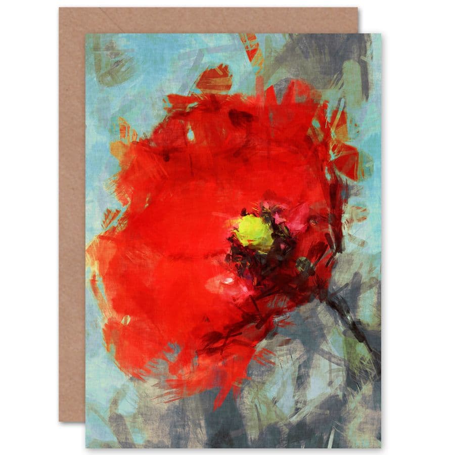Bright Poppy Sketch Painting Greetings Card