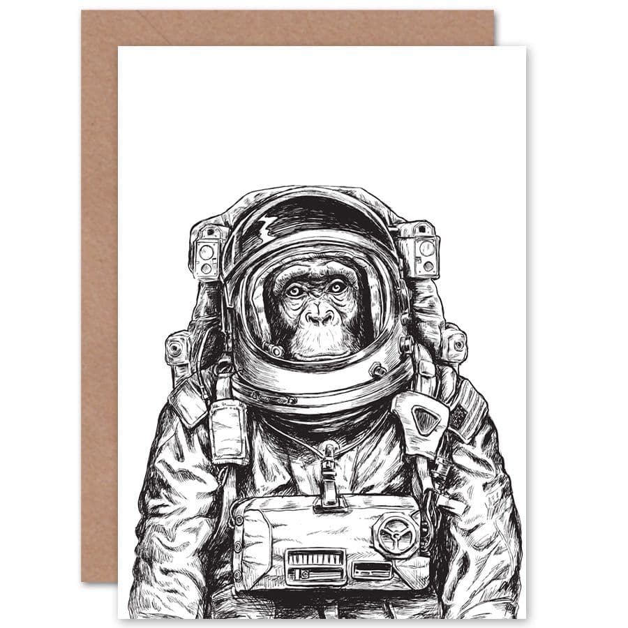 Monkey Astronaut Greetings Card