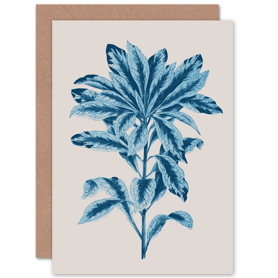 Beige Plant Leaves Greetings Card