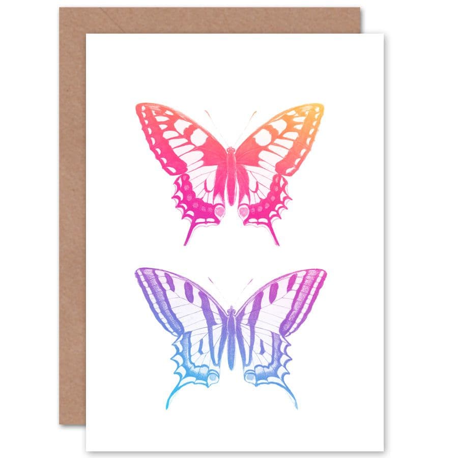 Colourful Gradient Butteflies Greetings Card