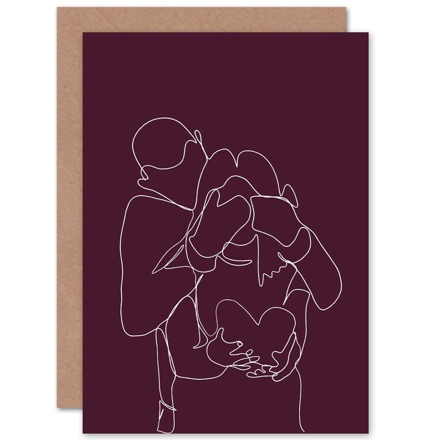 Continuous Line Couple Greetings Card