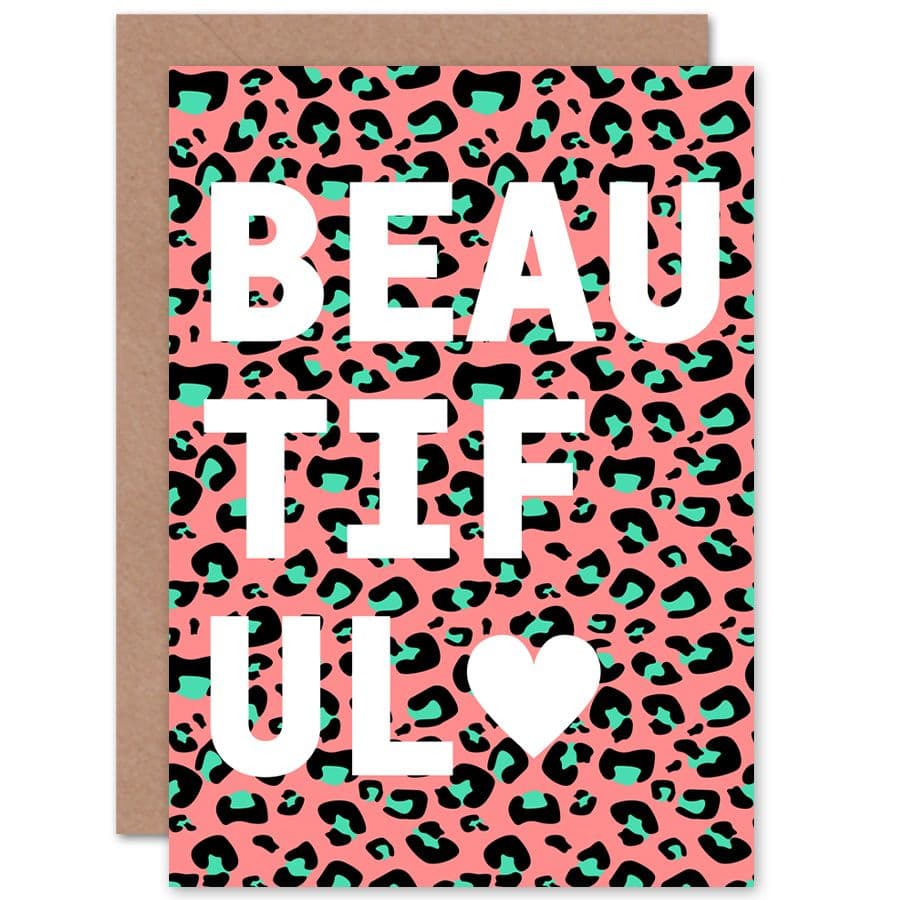 Leopard Coral Beautiful Words Greetings Card