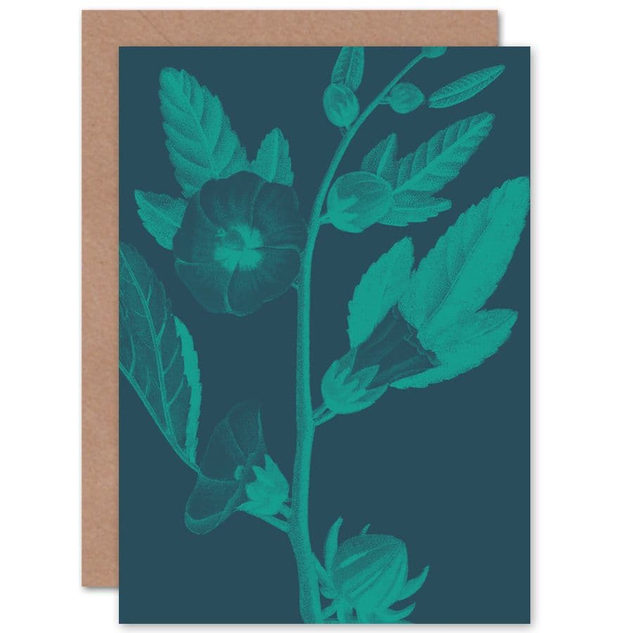 Teal Flowers Greetings Card