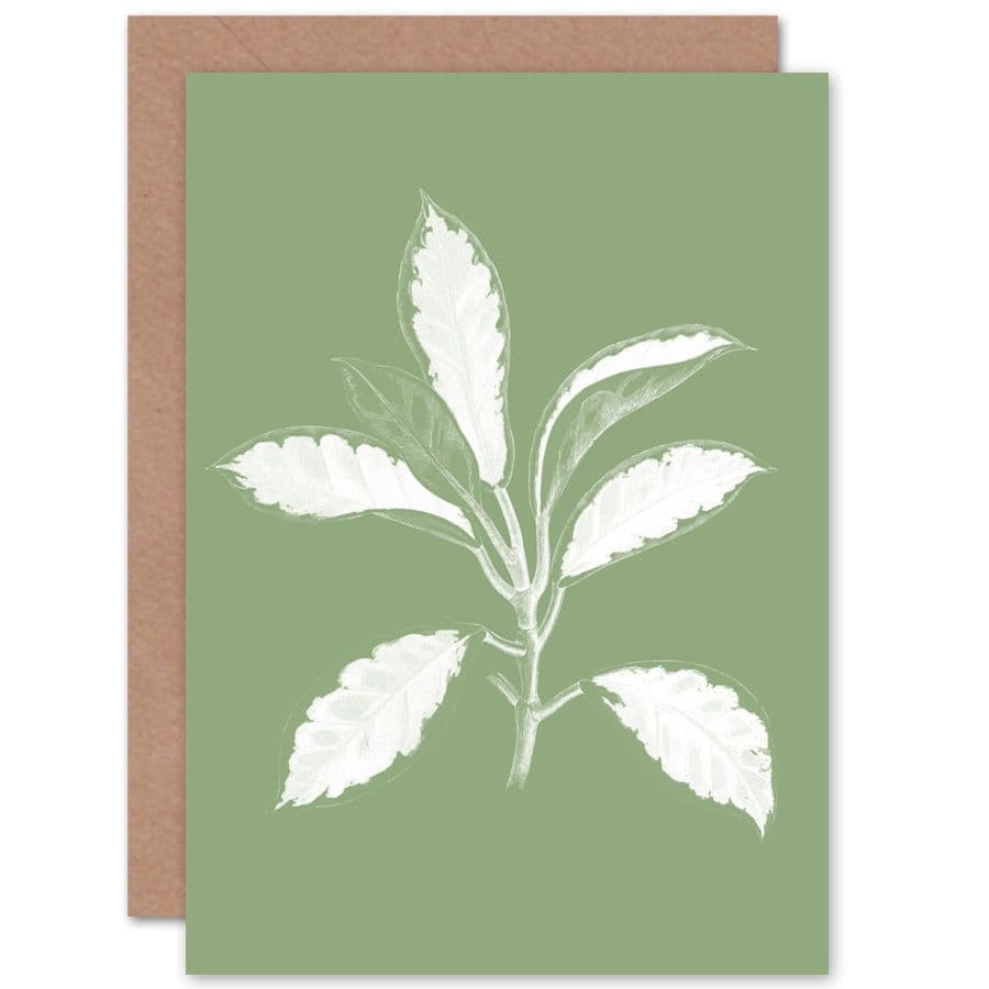 Green Exotic Leaves Greetings Card