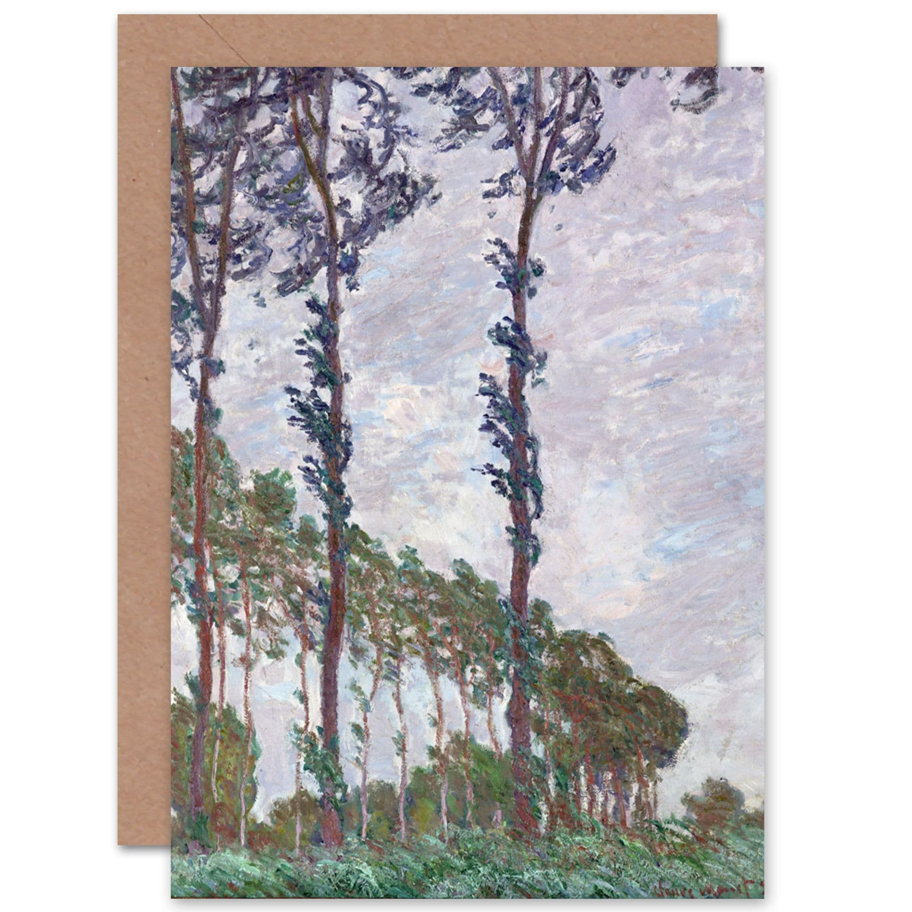 Claude Monet Wind Effect Series Poplars Fine Art Greetings Card