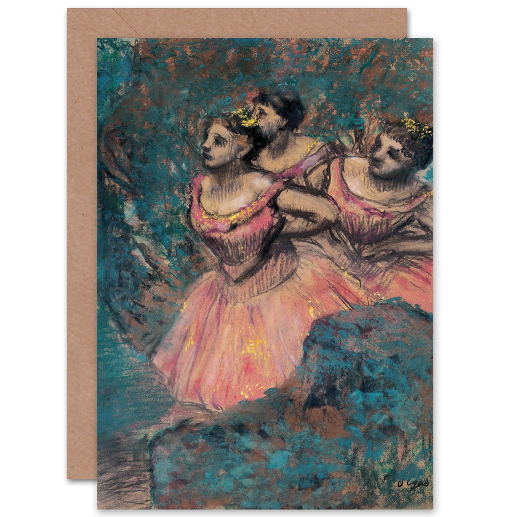 Edgar Degas Three Dancers Costume Fine Art Greetings Card