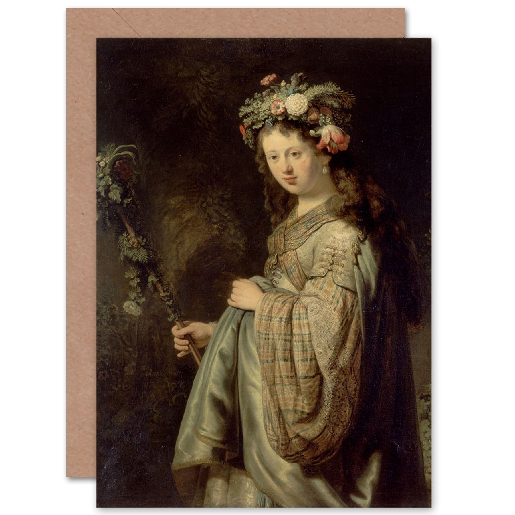 Rembrandt Saskia as Flora Goddess Fine Art Greetings Card