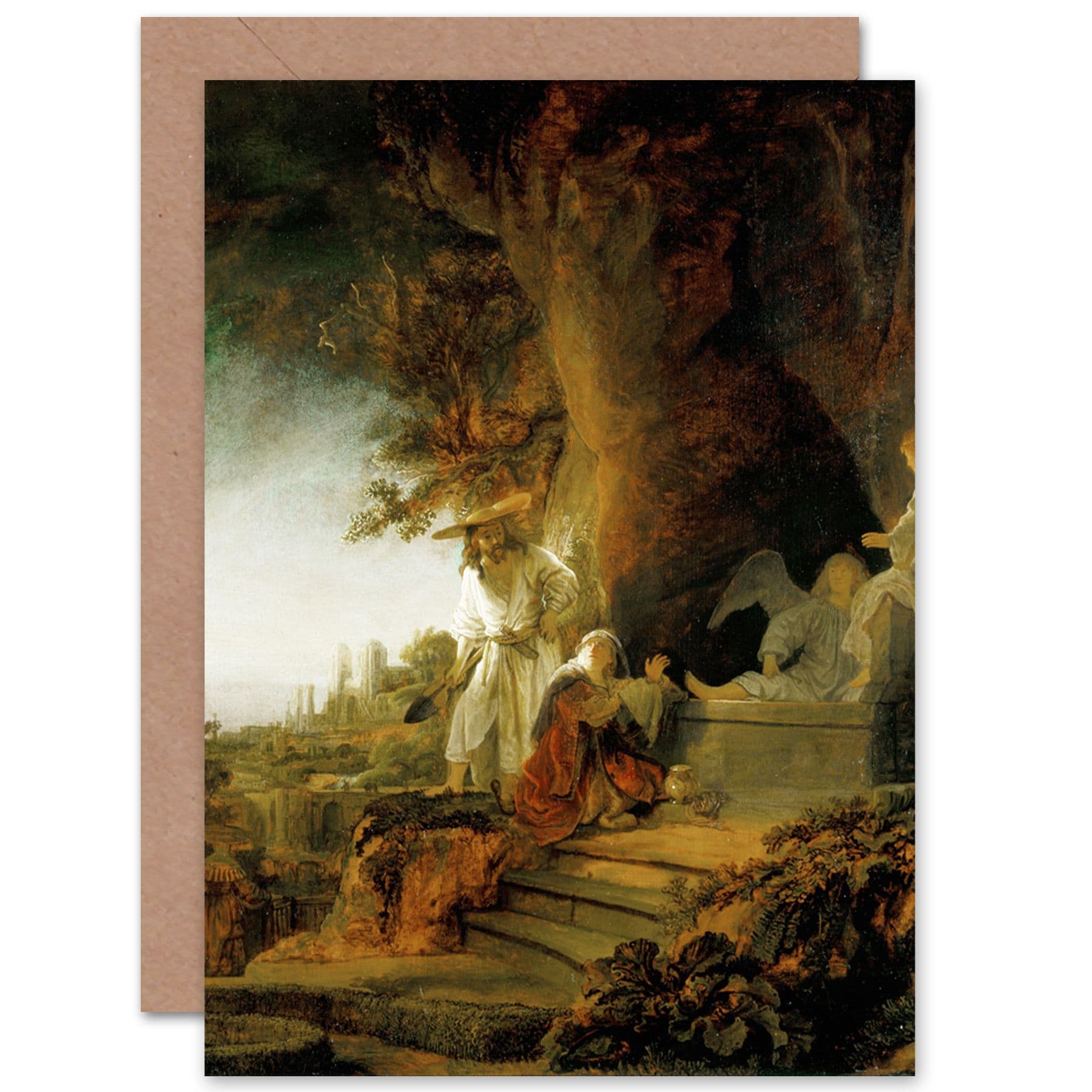 Rembrandt Christ St Mary Magdalen At Tomb Fine Art Greetings Card