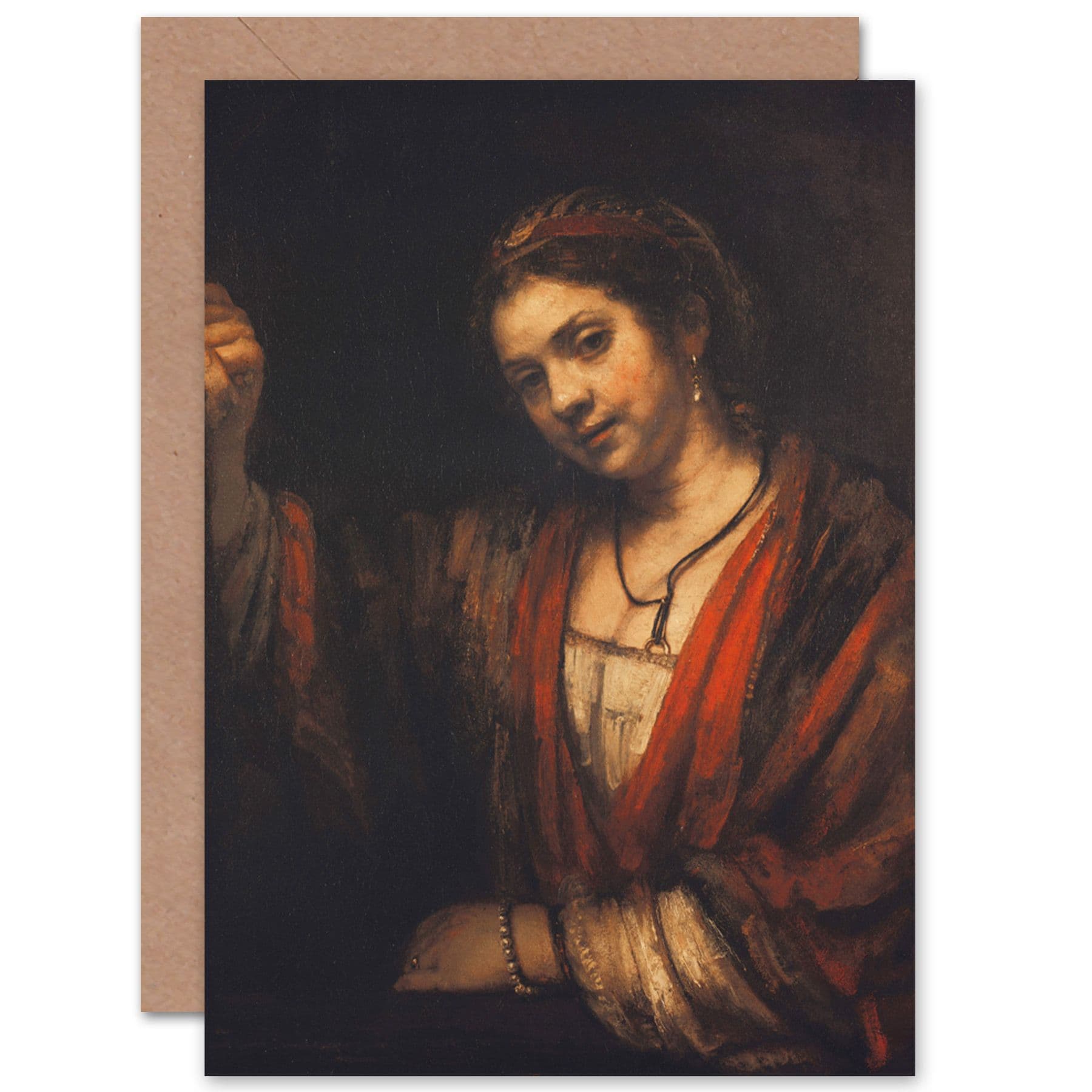 Rembrandt Portrait Of Hendrickje Stoffels Fine Art Greetings Card