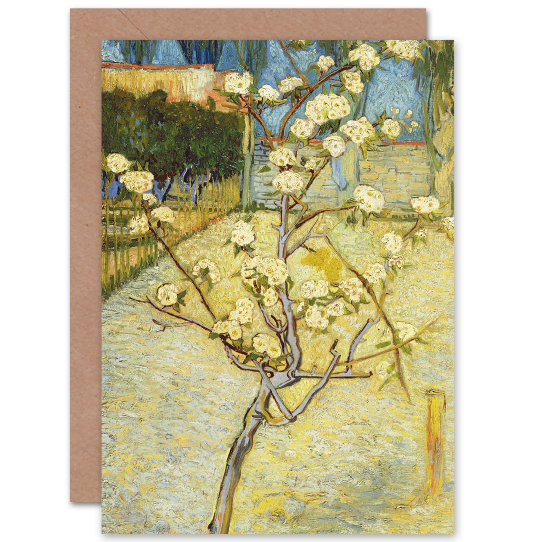Vincent Van Gogh Blossoming Pear Tree Cropped Fine Art Greetings Card