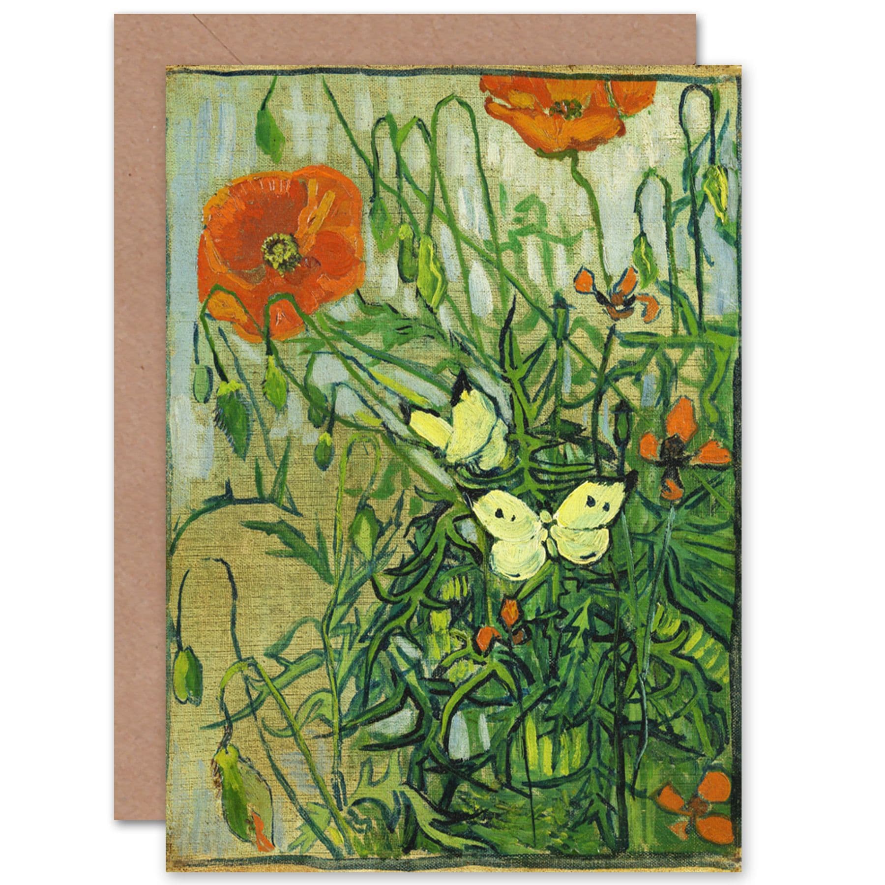 Vincent Van Gogh Butterflies Poppies Fine Art Greetings Card