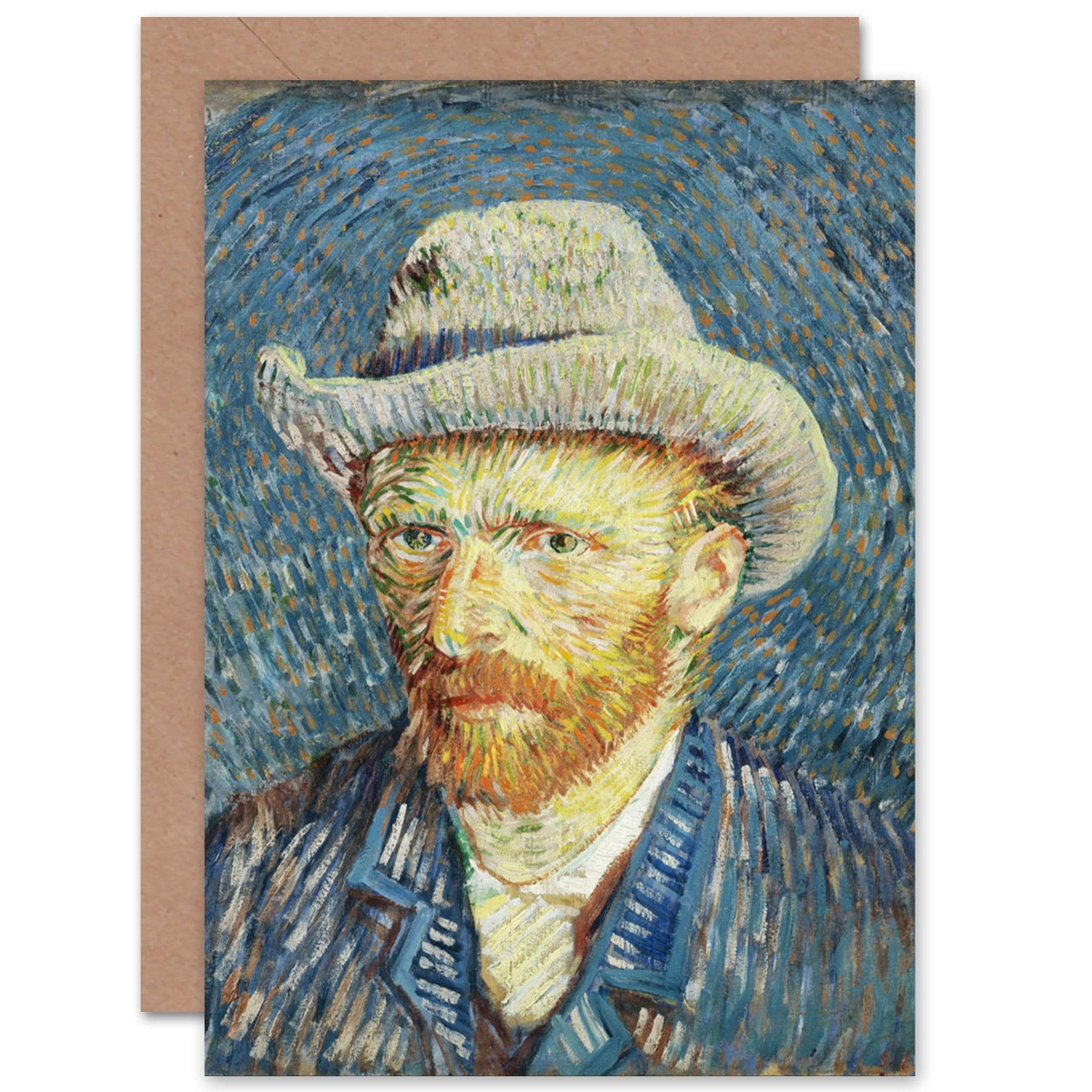 Van Gogh Self Portrait Felt Hat Fine Art Greetings Card
