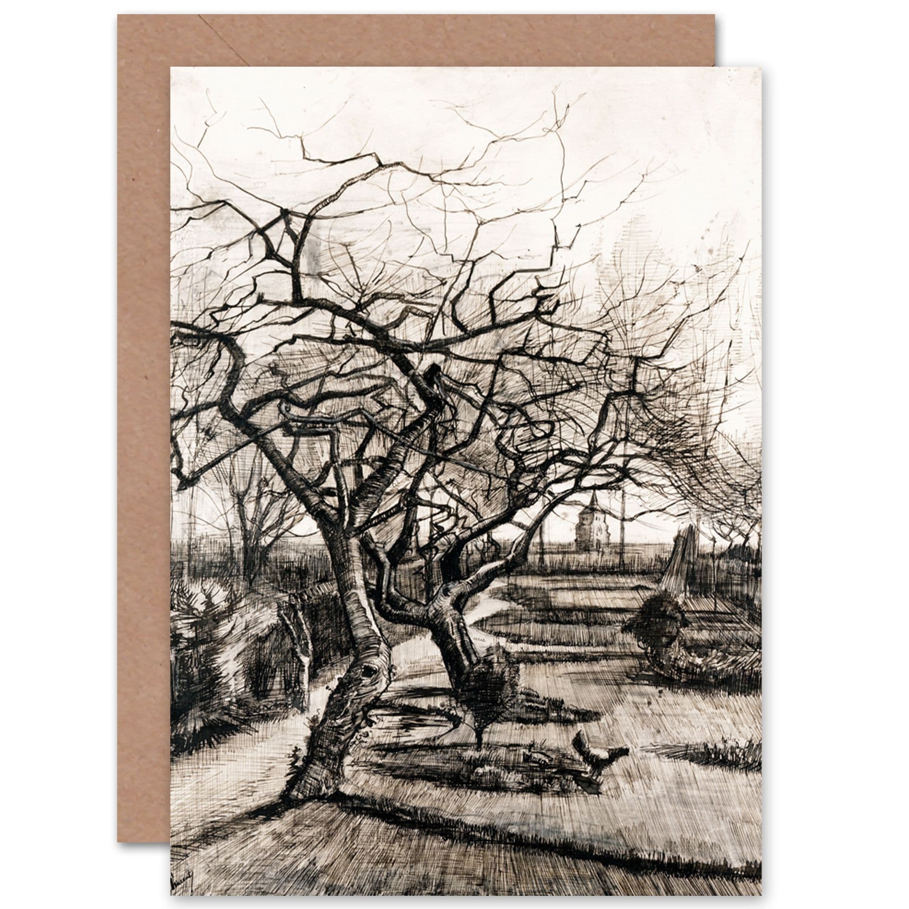 Vincent Van Gogh Parsonage Garden Nuenen Winter Fine Art Greetings Card