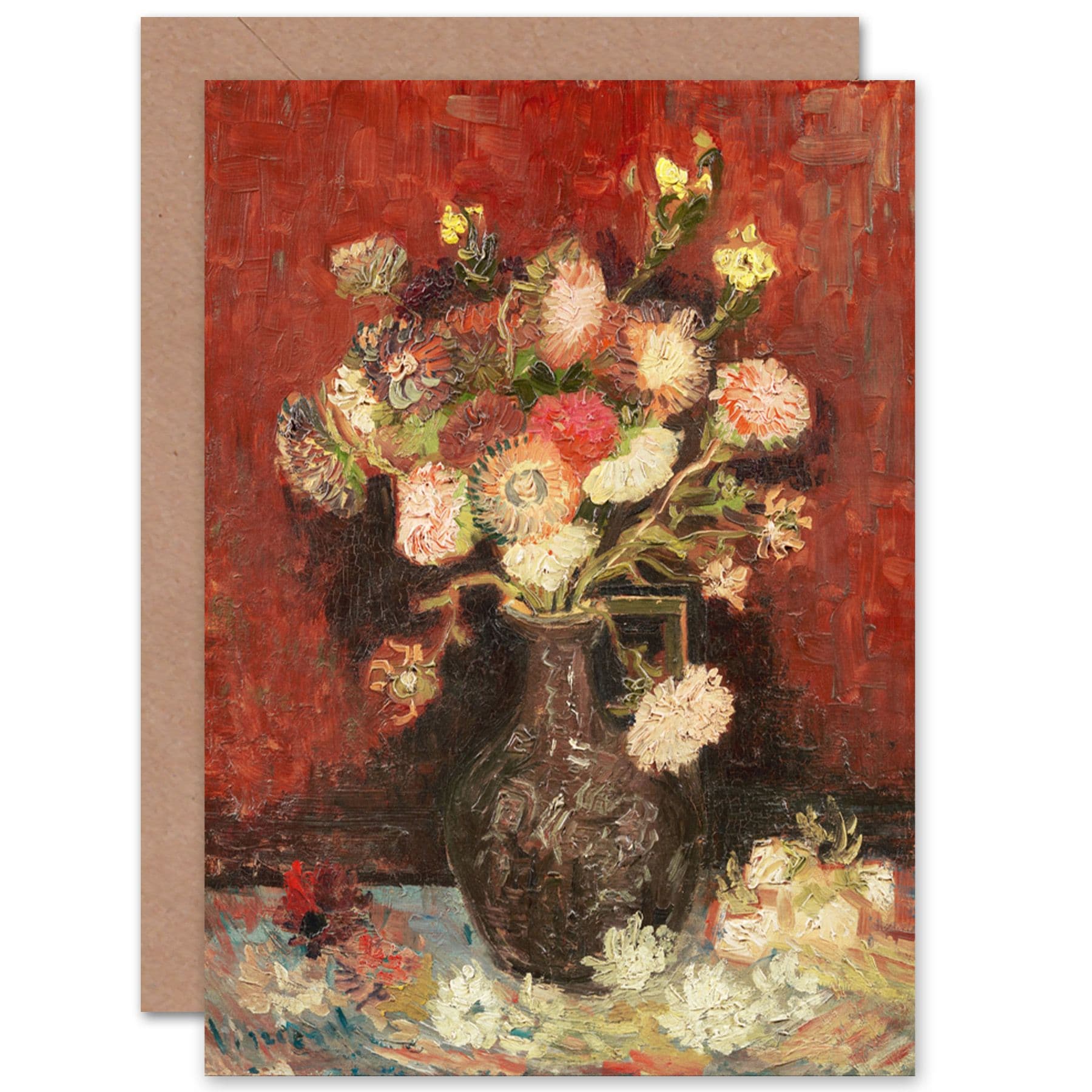 Van Gogh Vase With Asters And Gladioli Fine Art Greetings Card