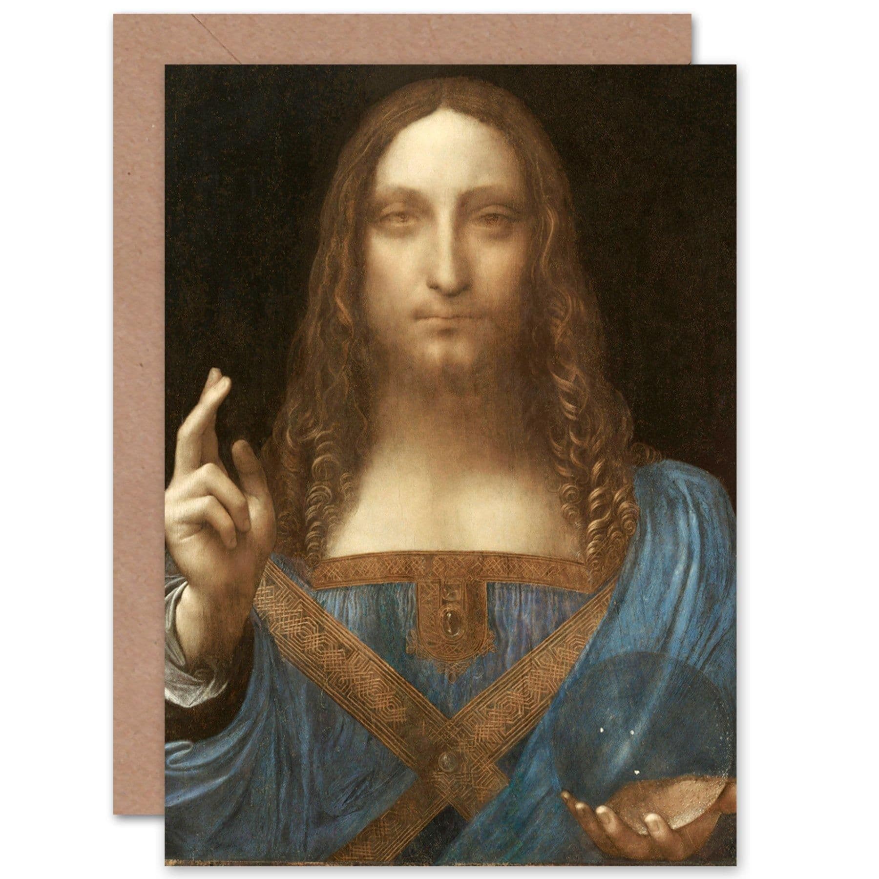 Da Vinci Salvator Mundi World Saviour Jesus Fine Art Greetings Card