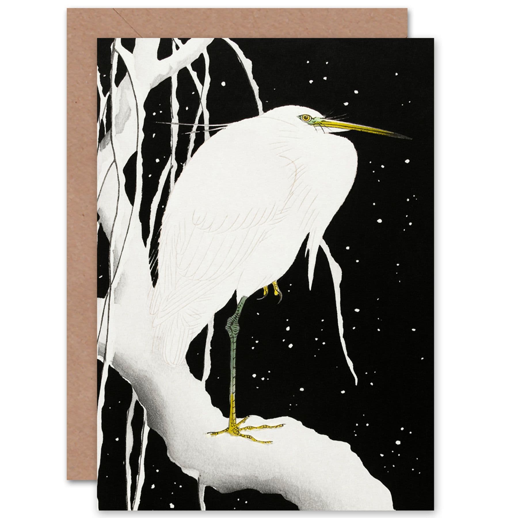 Ohara Koson Heron Snow Japan Painting Fine Art Greetings Card