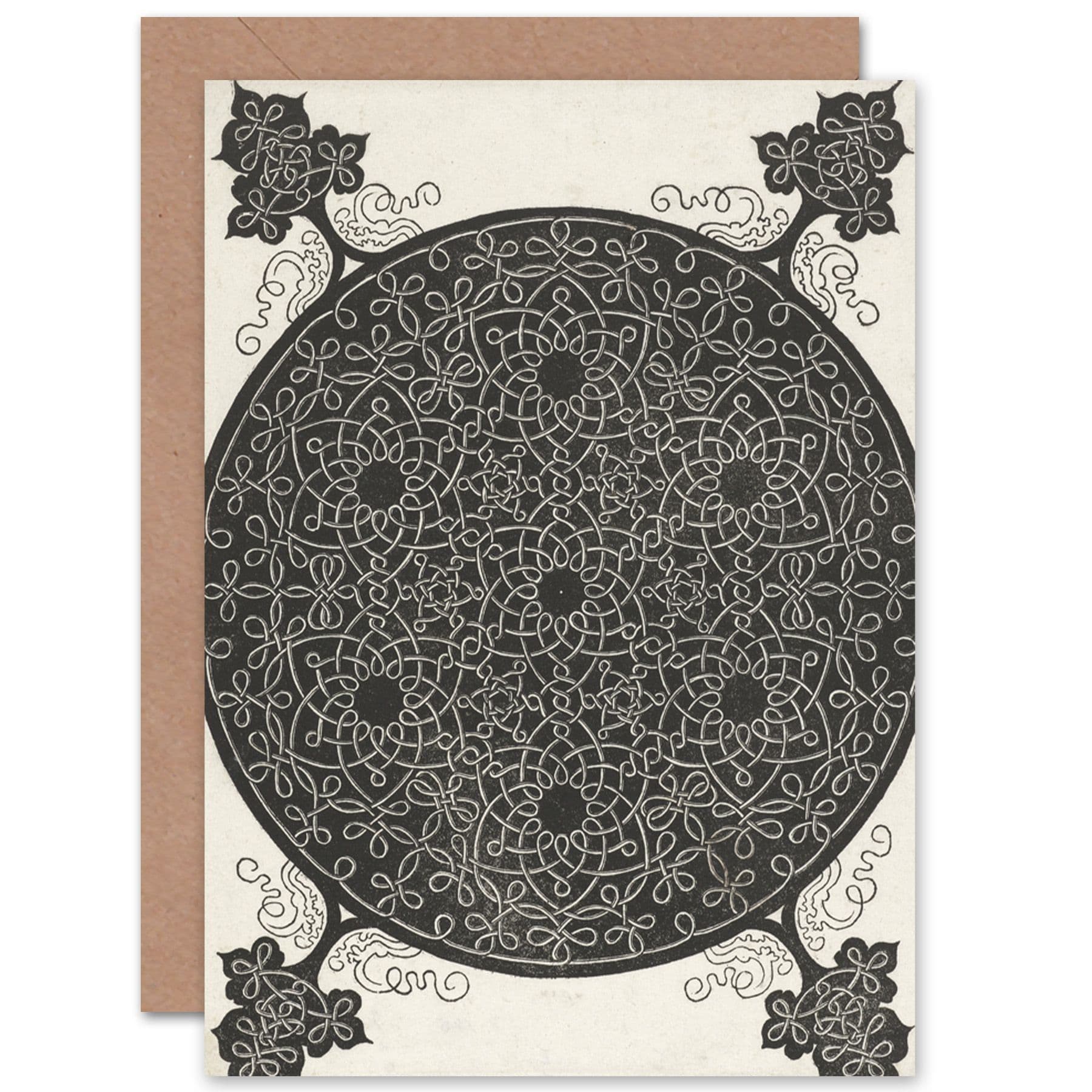 Da Vinci Durer Embroidery Flower Motifs Design Fine Art Greetings Card