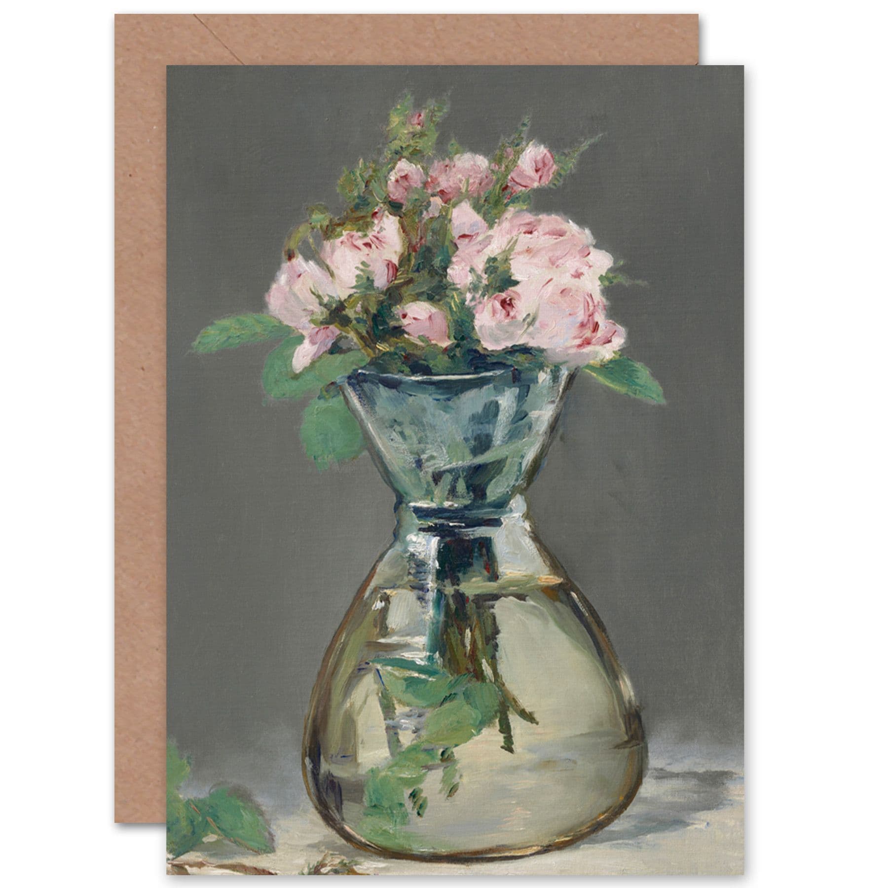 Edouard Manet Moss Roses Vase 1882 Painting Fine Art Greetings Card