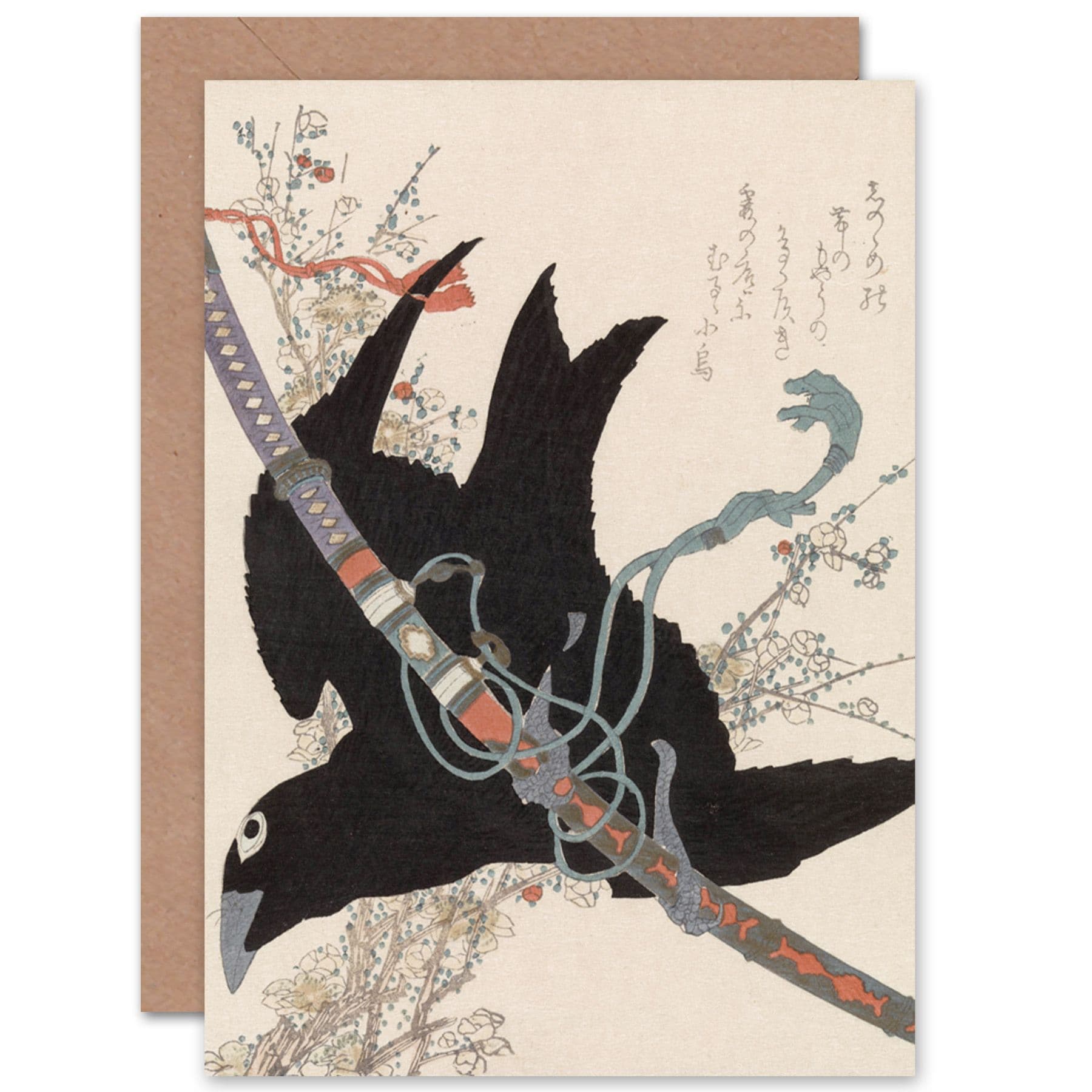 Hokusai Little Crow Sword of the Minamoto Fine Art Greetings Card