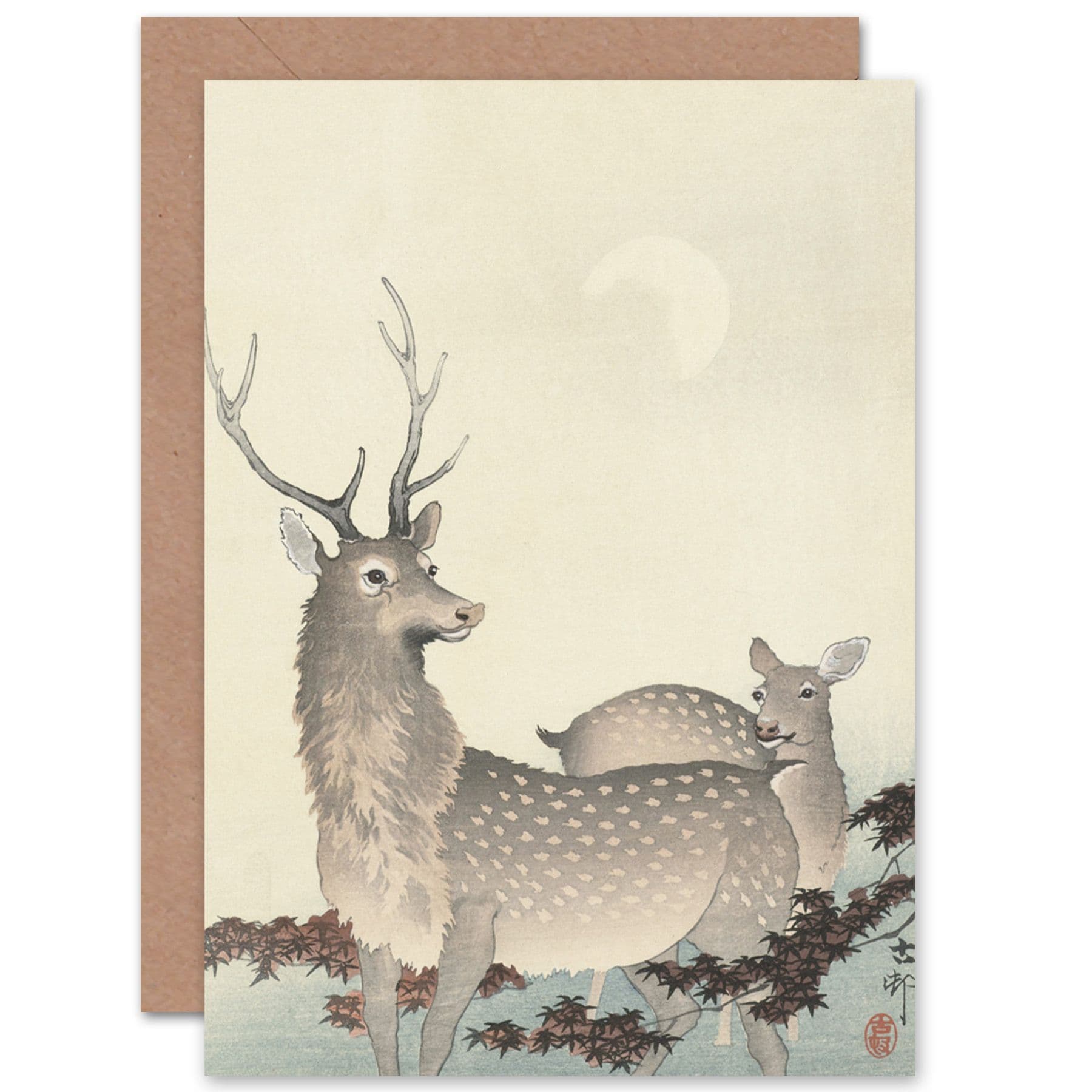Ohara Koson Two Deer Japan Painting Fine Art Greetings Card