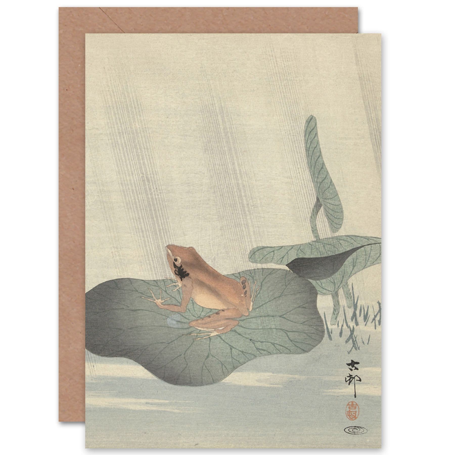 Ohara Koson Frog Lotus Leaf Pond Japan Painting Fine Art Greetings Card