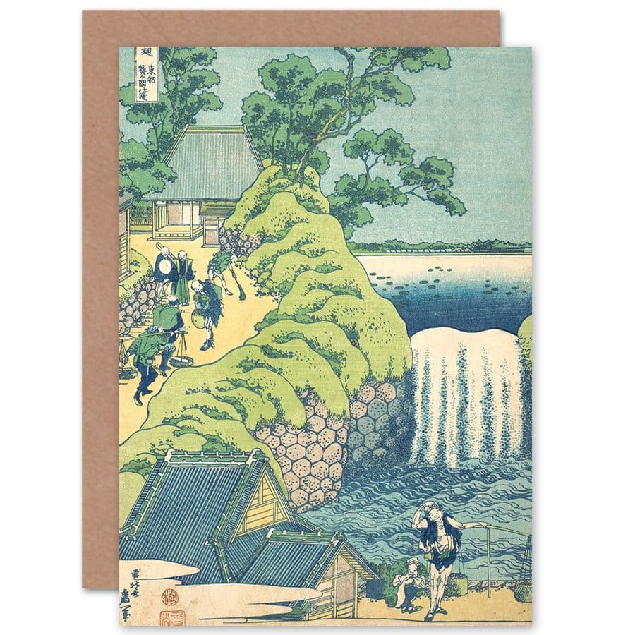 Hokusai Falls at Aoigaoka in the Eastern Capital Greetings Card