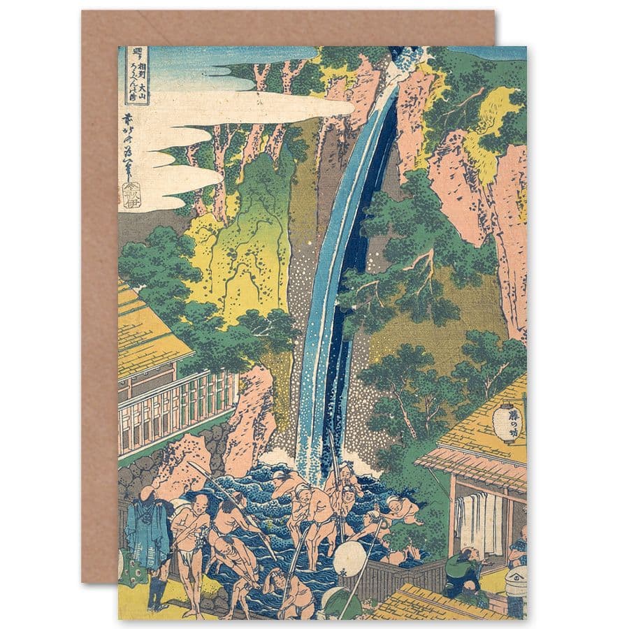 Hokusai Japan Roben Falls Oyama Sagami Province Greetings Card