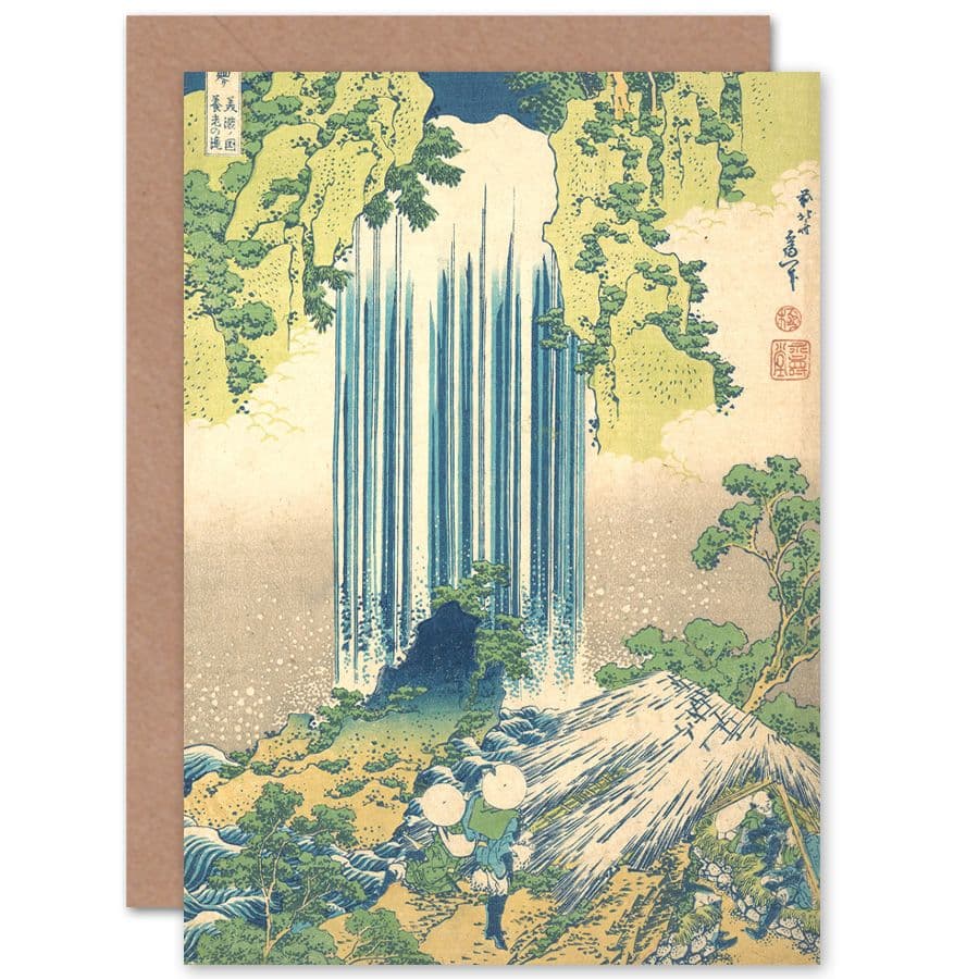 Hokusai Japan Yoro Waterfall Mino Province Greetings Card