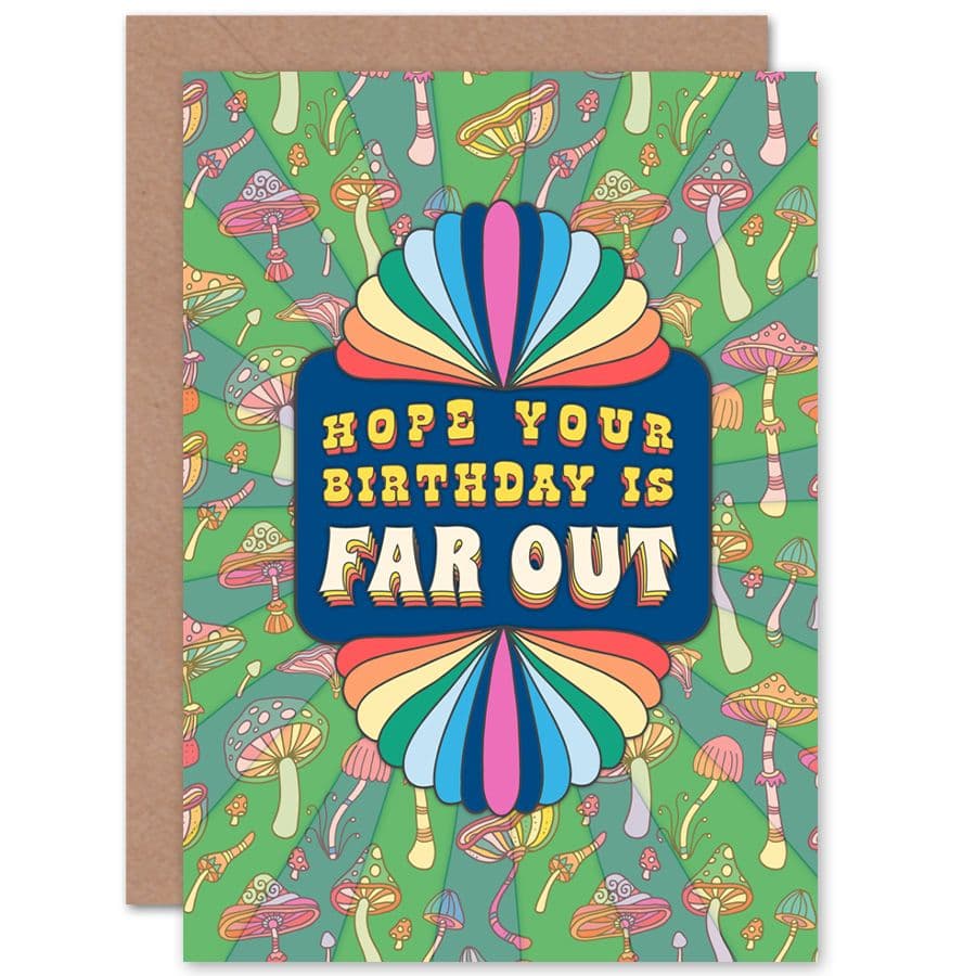 Birthday 70s Far Out Trippy Retro Greetings Card