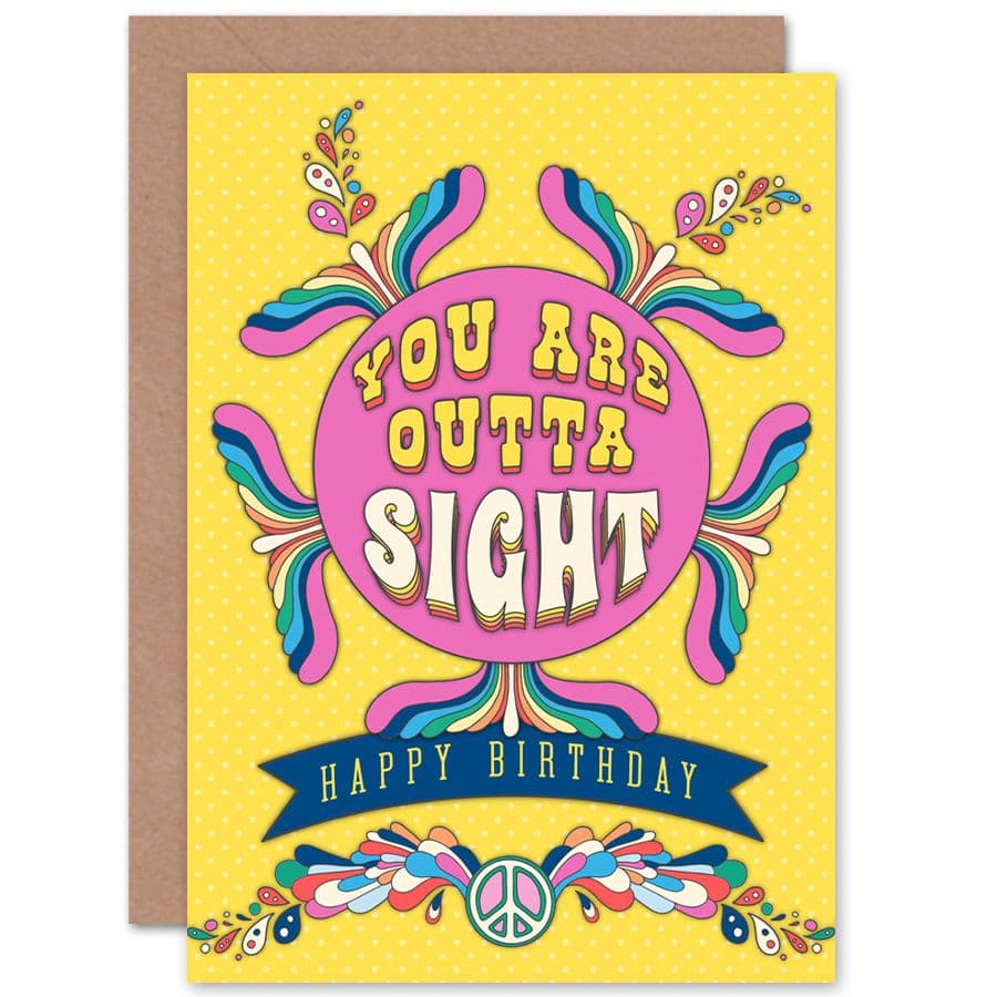 Birthday 70s Outta Sight Colourful Retro Greetings Card