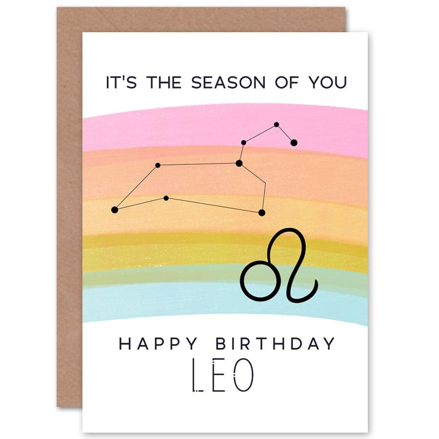 Birthday Astrology Leo Zodiac Sign Greetings Card
