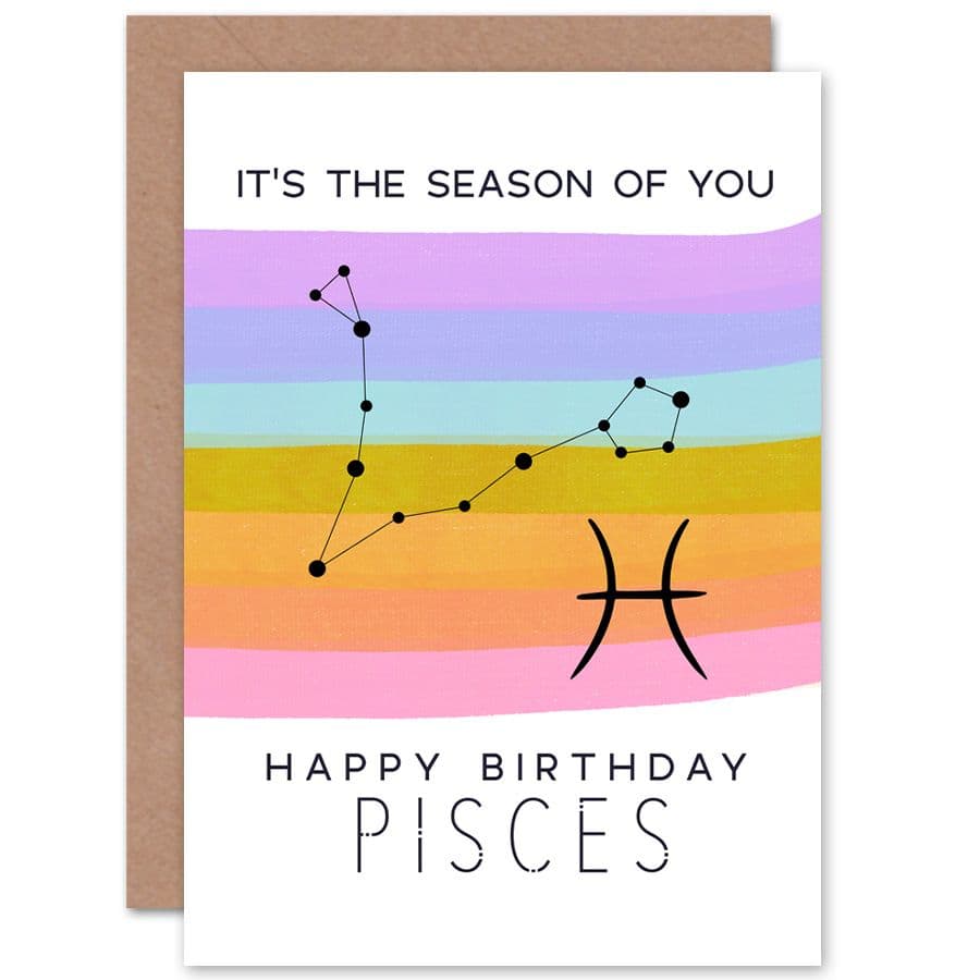Birthday Astrology Pisces Zodiac Sign Greetings Card