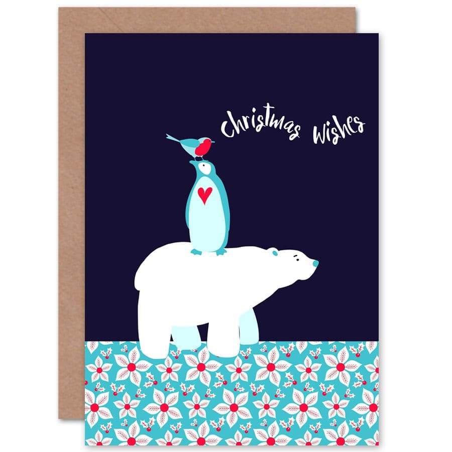 Christmas Critters Give Wishes Cute Animals Greetings Card