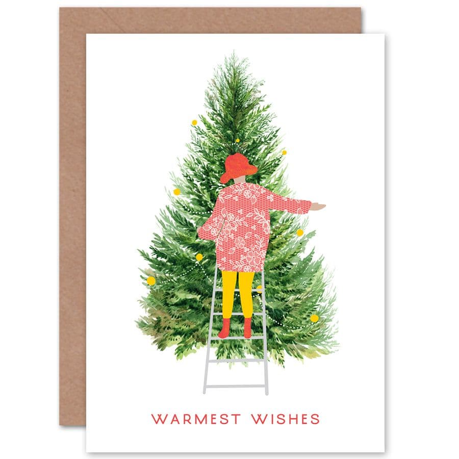 Christmas Warmest Wishes Modern Greetings Card