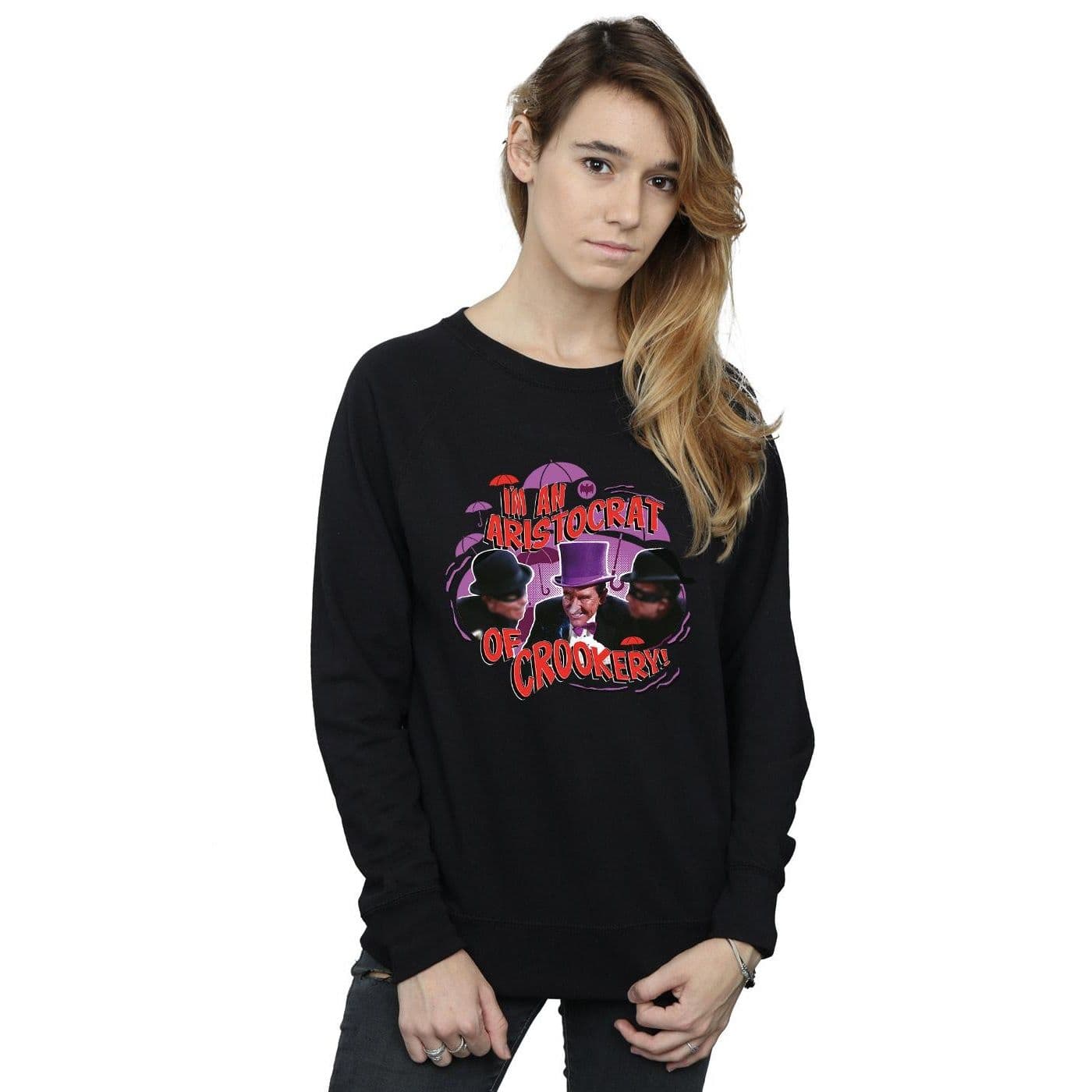 DC Comics Women's Batman TV Series The Penguin Aristocrat Sweatshirt in Black | Size: Large