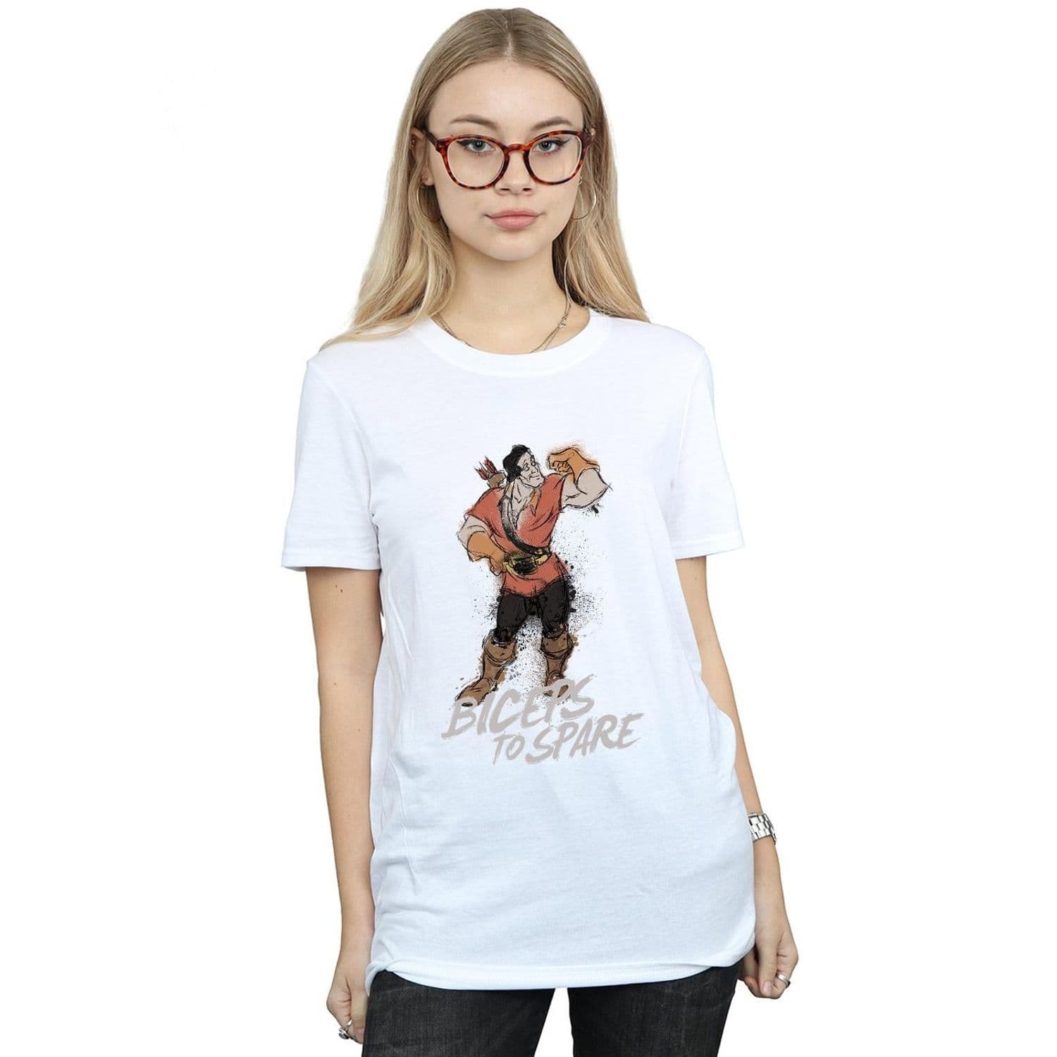 Beauty & Beast Gaston Biceps To Spare Cotton Boyfriend T Shirt