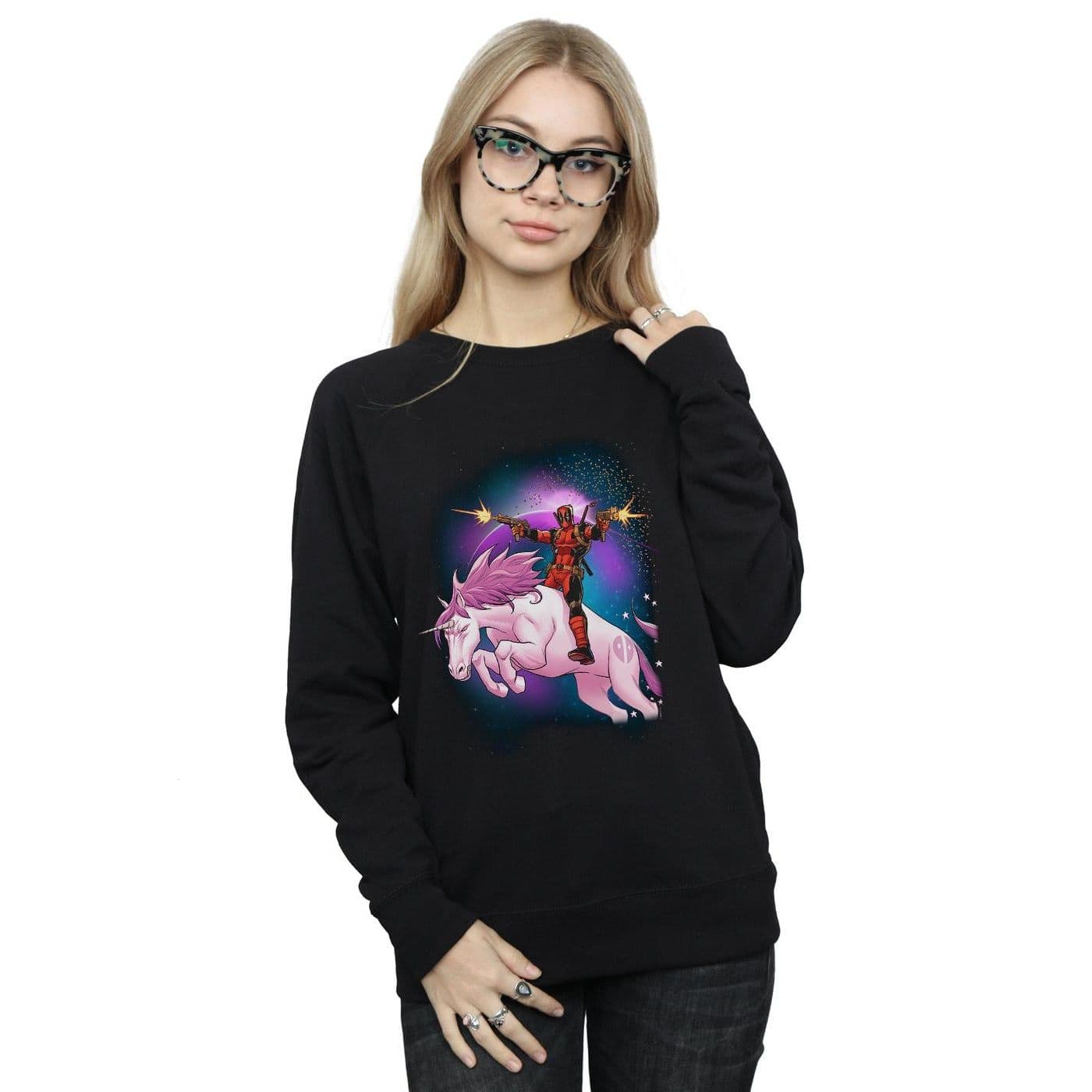Deadpool Space Unicorn Boyfriend Fit Sweatshirt