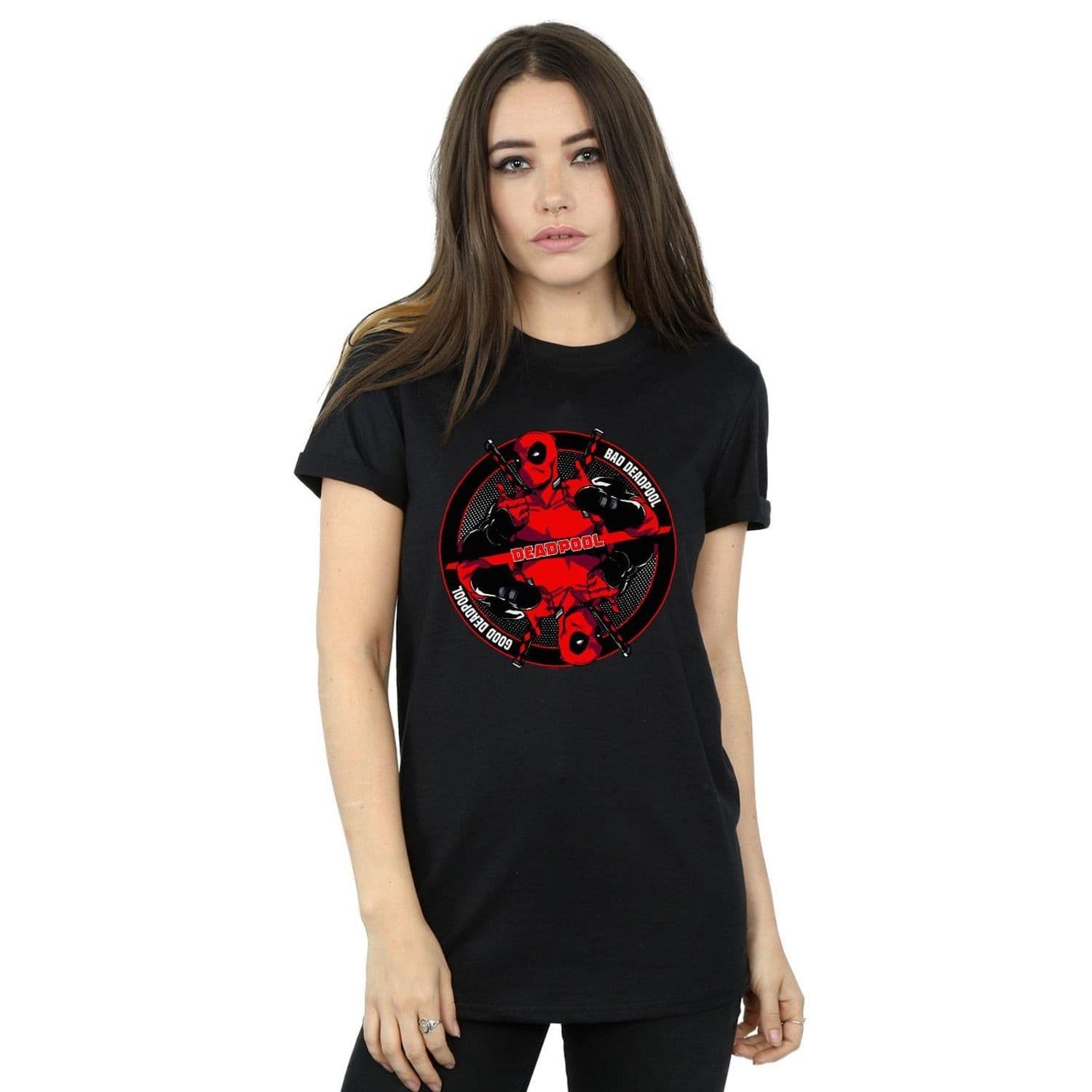 Deadpool Good Bad Cotton Boyfriend T Shirt