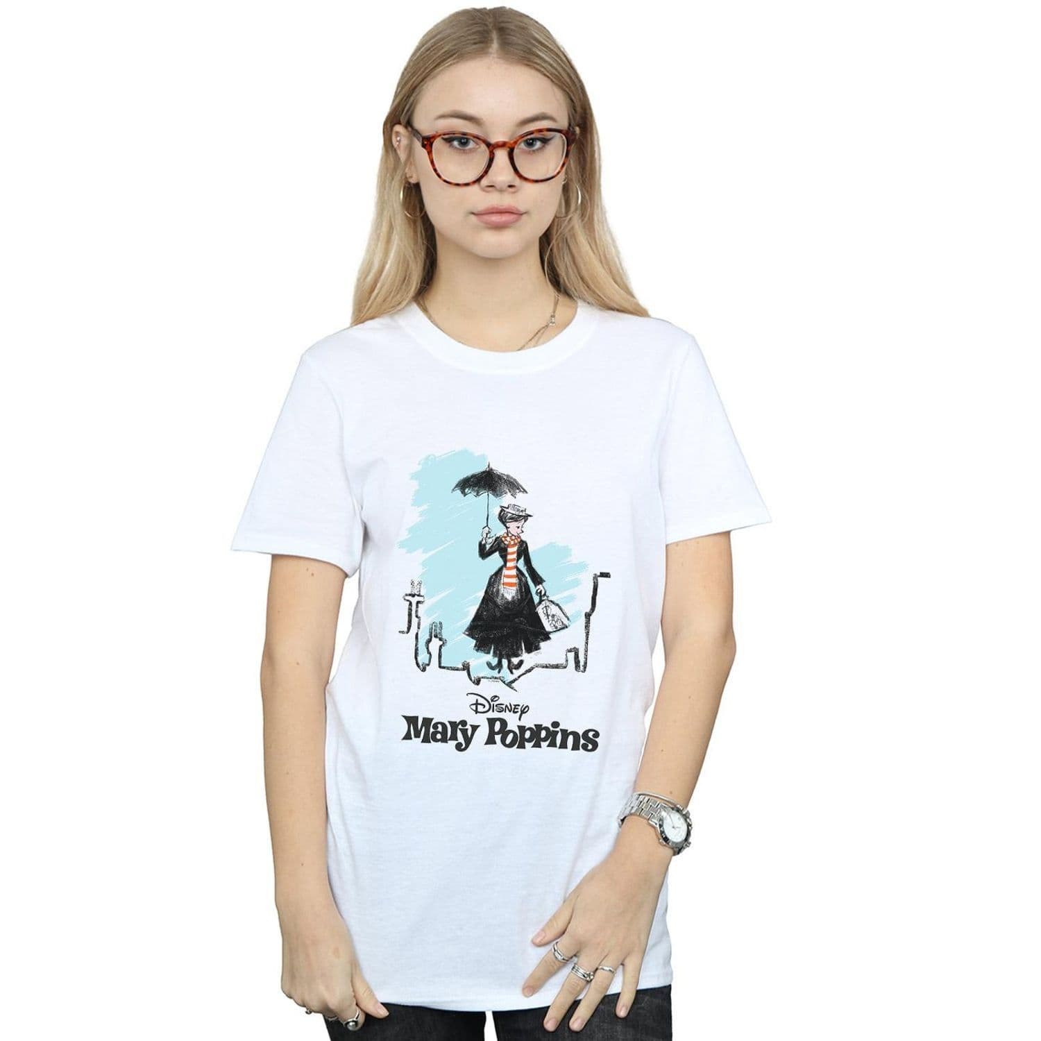 Mary Poppins Rooftop Landing Cotton Boyfriend T Shirt