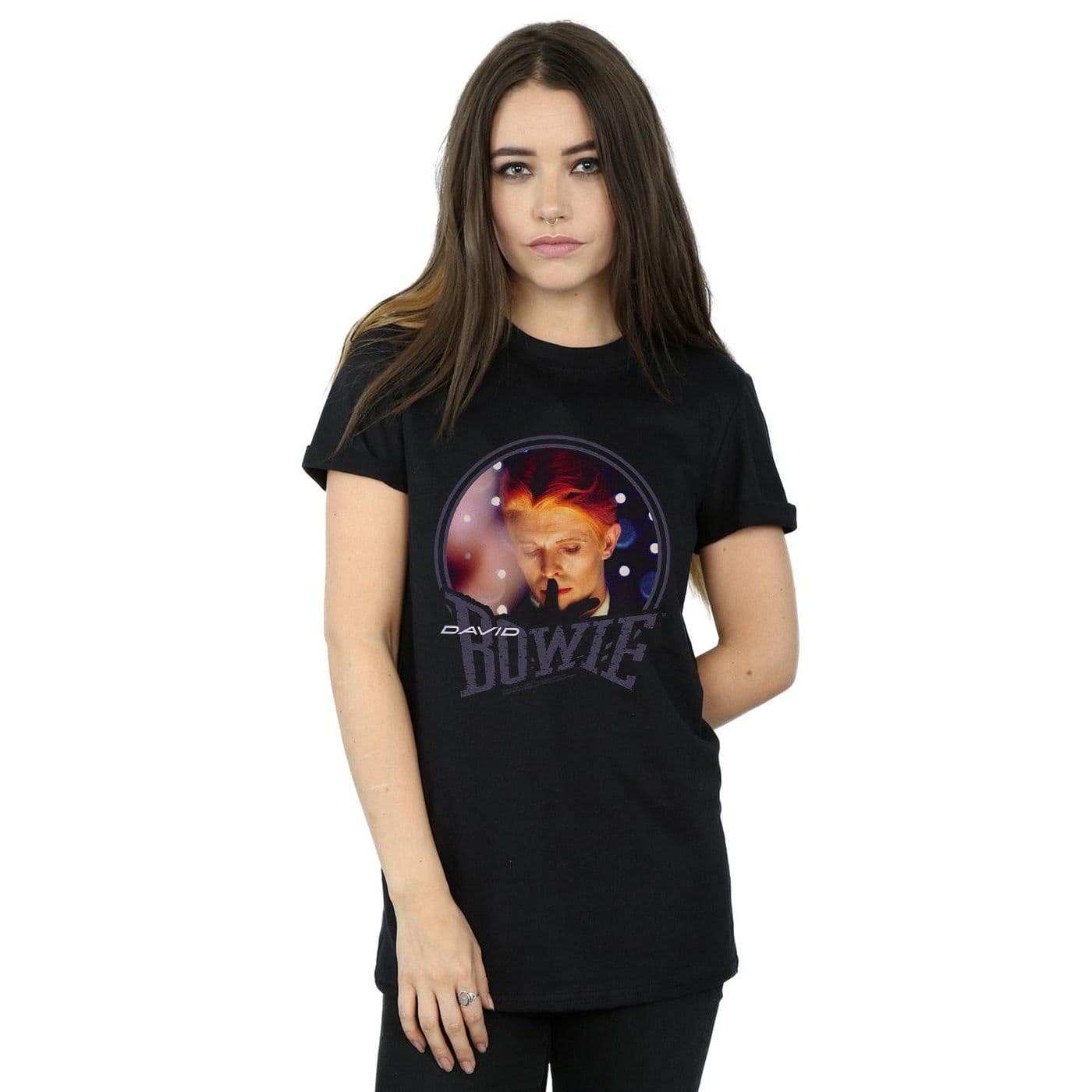 David Bowie Women's Quiet Lights Cotton Boyfriend T-Shirt in Black | Size: Small