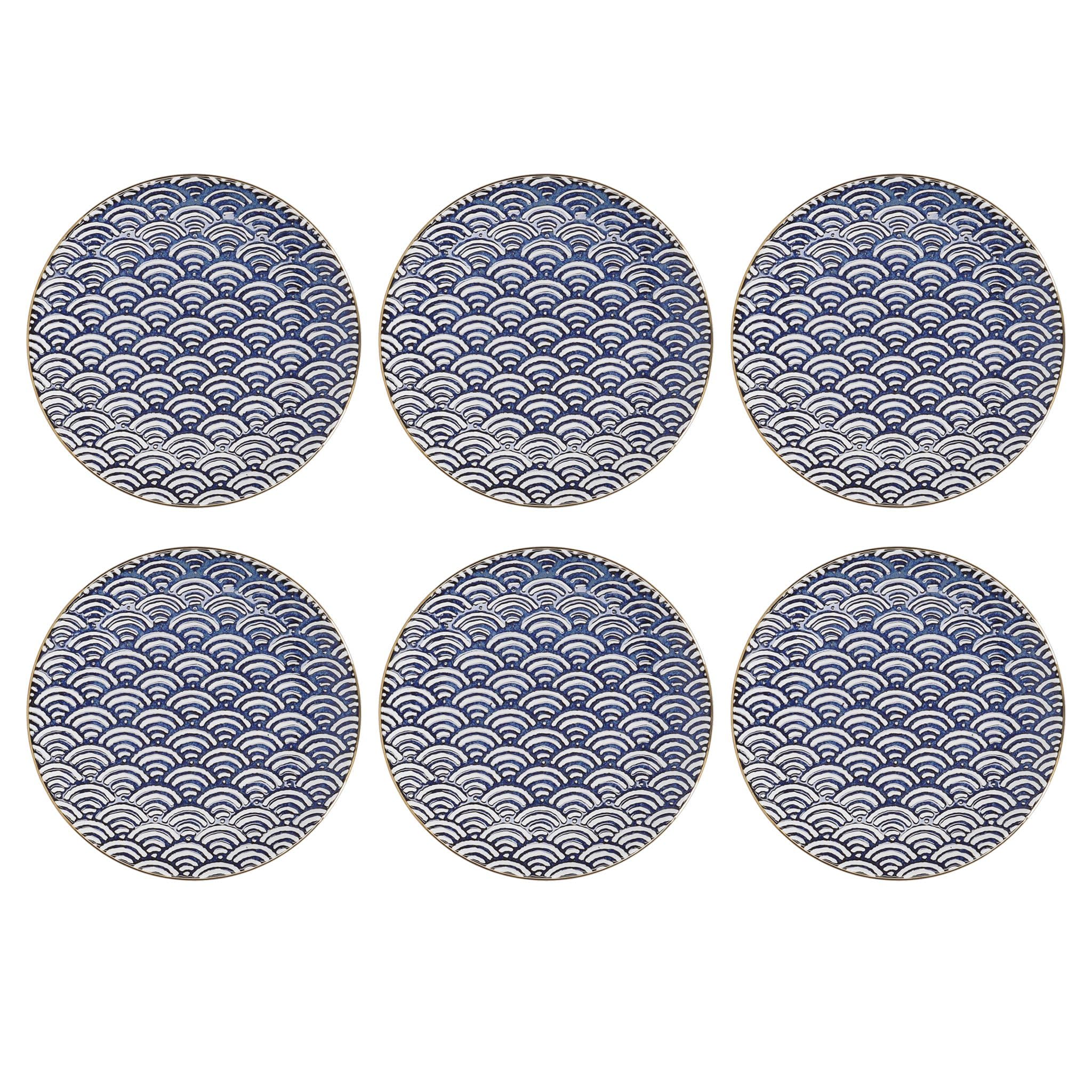 Satori Living Collection Porcelain Side Plate Seigaiha Wave Pattern