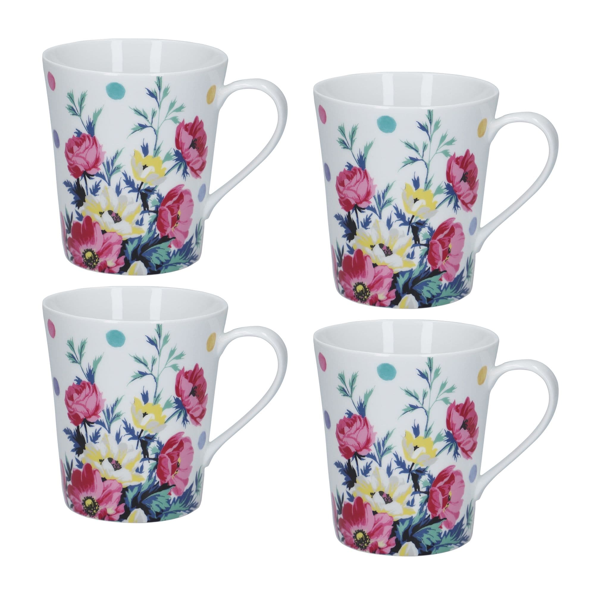 Set 4 Clovelly Porcelain Nautical Striple Conical Mugs