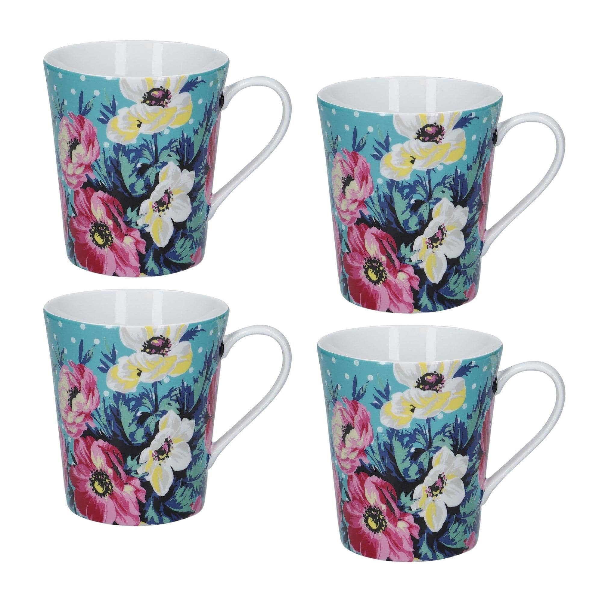Set 4 Clovelly Porcelain Seafoam Conical Mugs