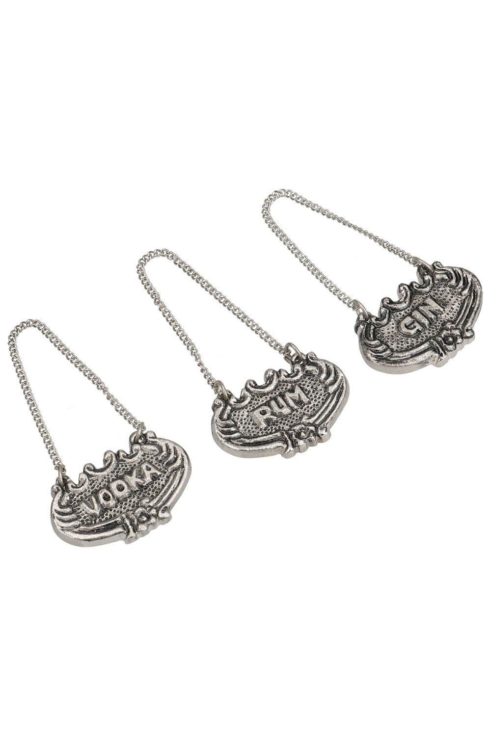 Antique Finish Decanter Collars, Set of Three, Gift Boxed