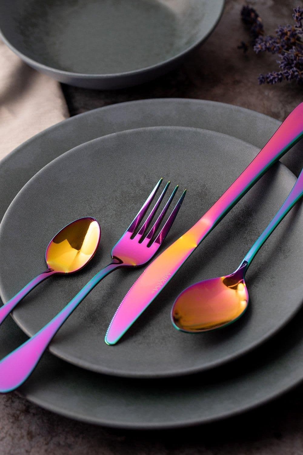 Iridescent Cutlery Set Gift Box Stainless Steel 16 Pieces