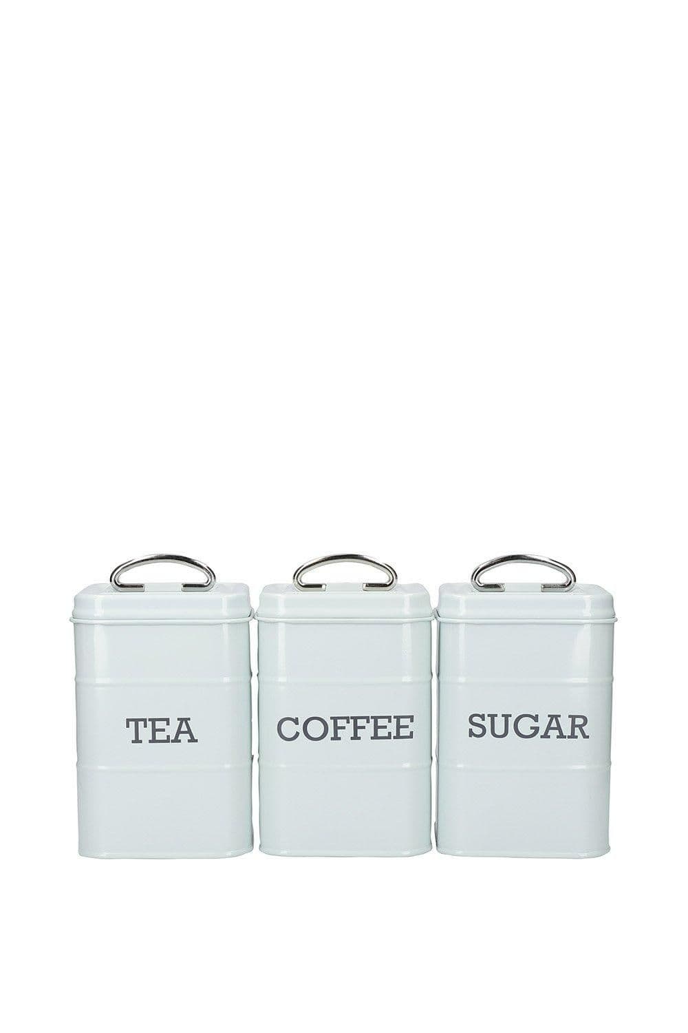 Vintage Tea Coffee Sugar Canisters Gift Box Steel