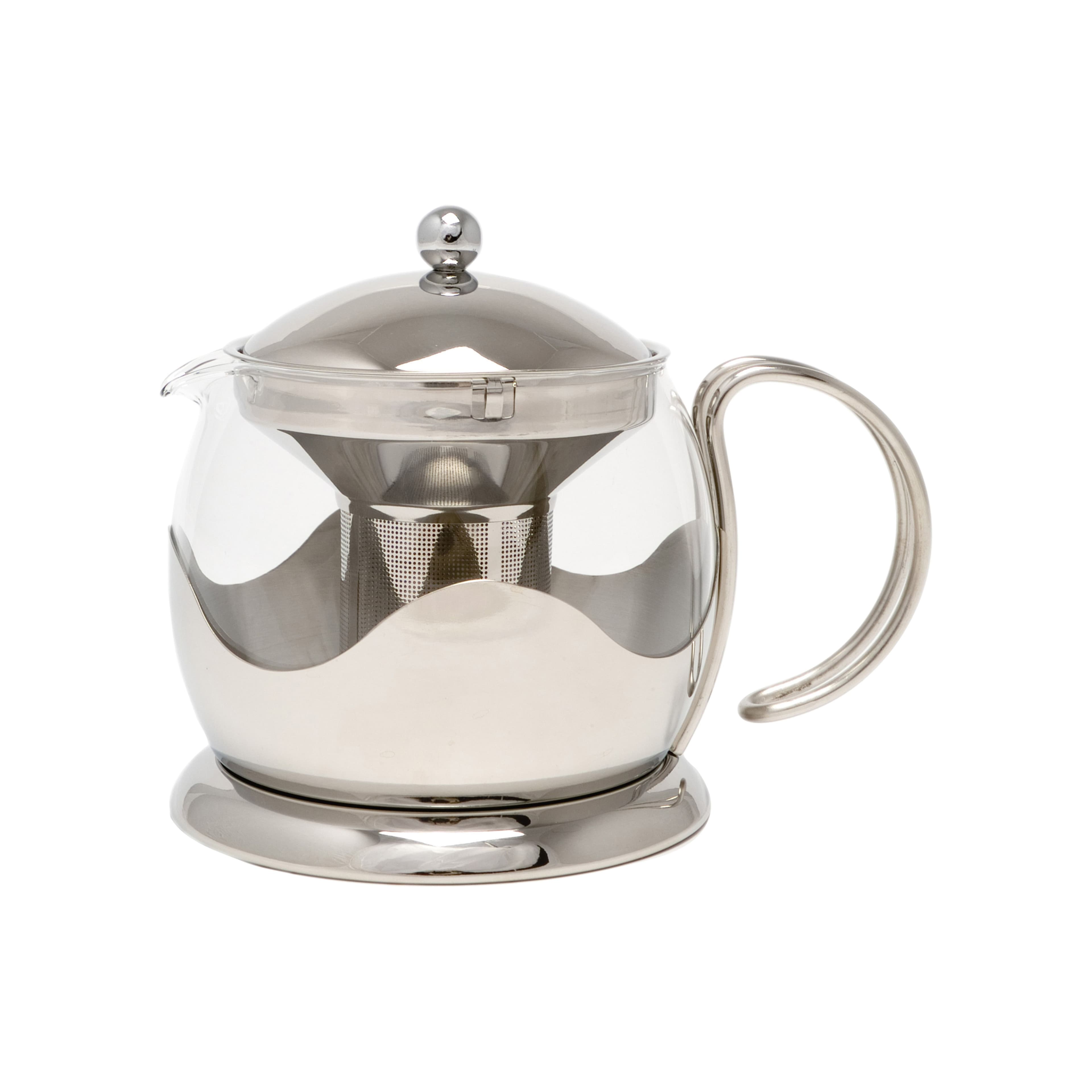 Izmir Polished Steel Glass Infuser Teapots Four Cup Gift Boxed