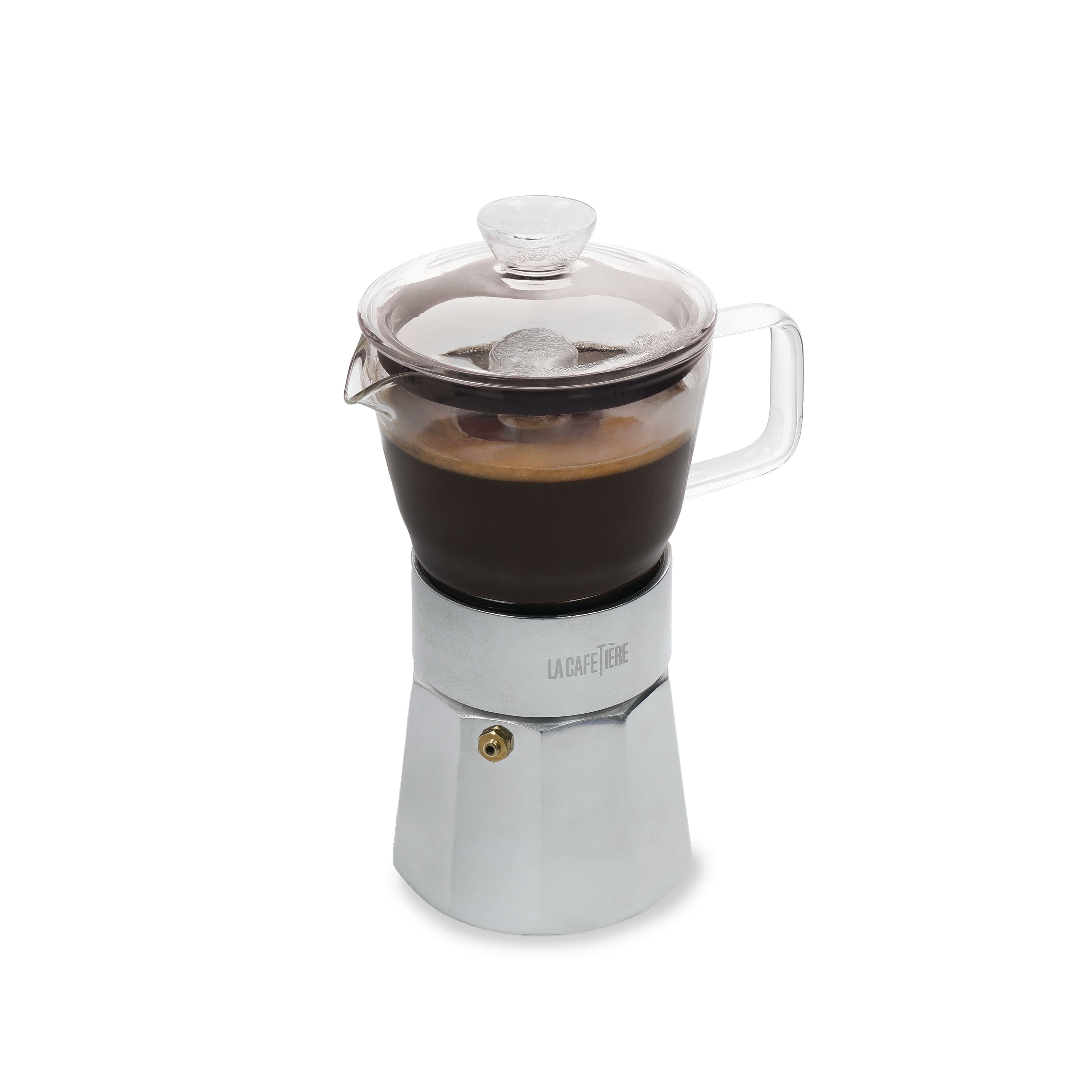 Glass Espresso Maker Silver 6 cup